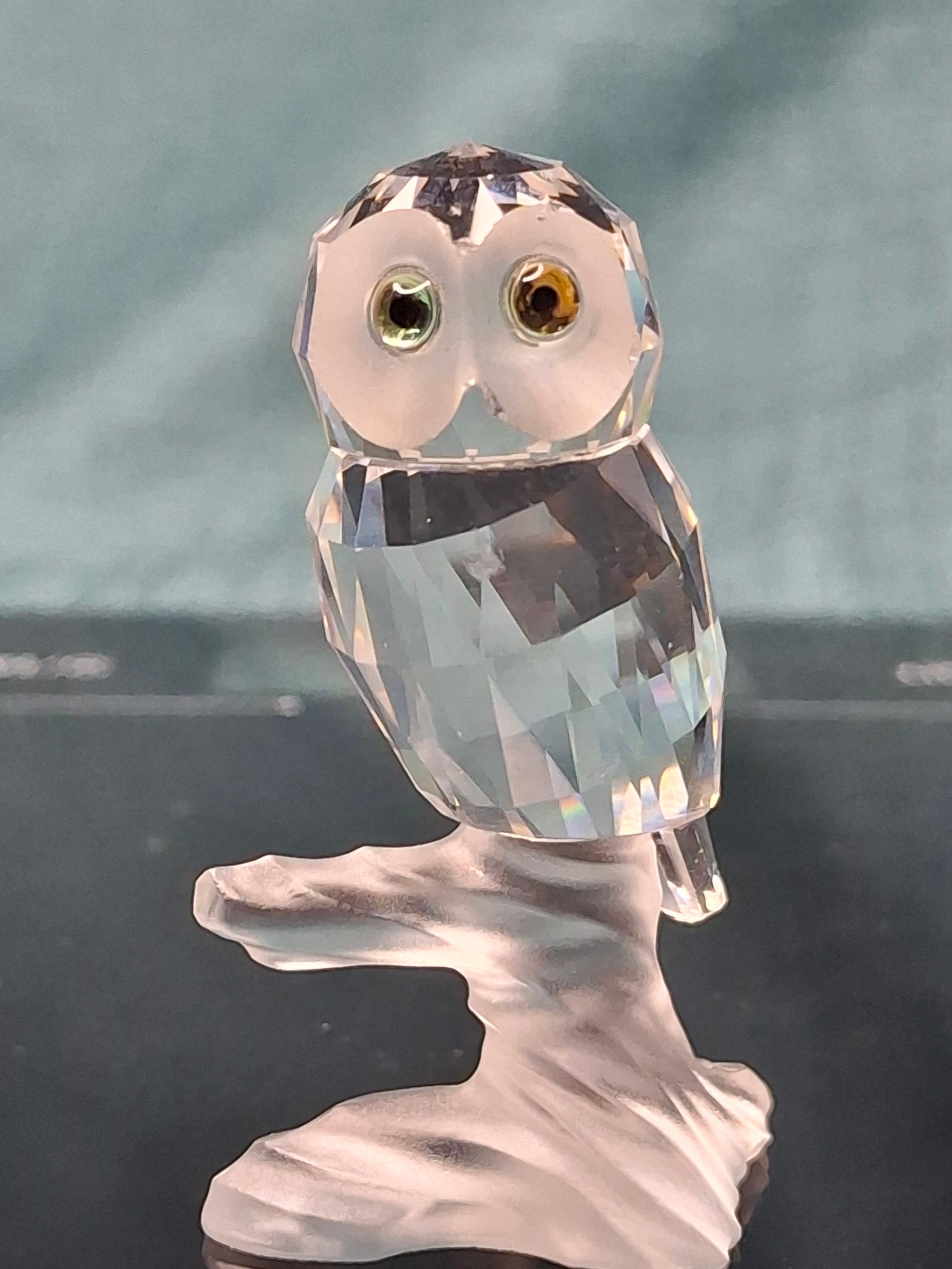 Swarovski Crystal Owl on Frosted Branch Figurine #7621 Retired Michael Stamey VTG