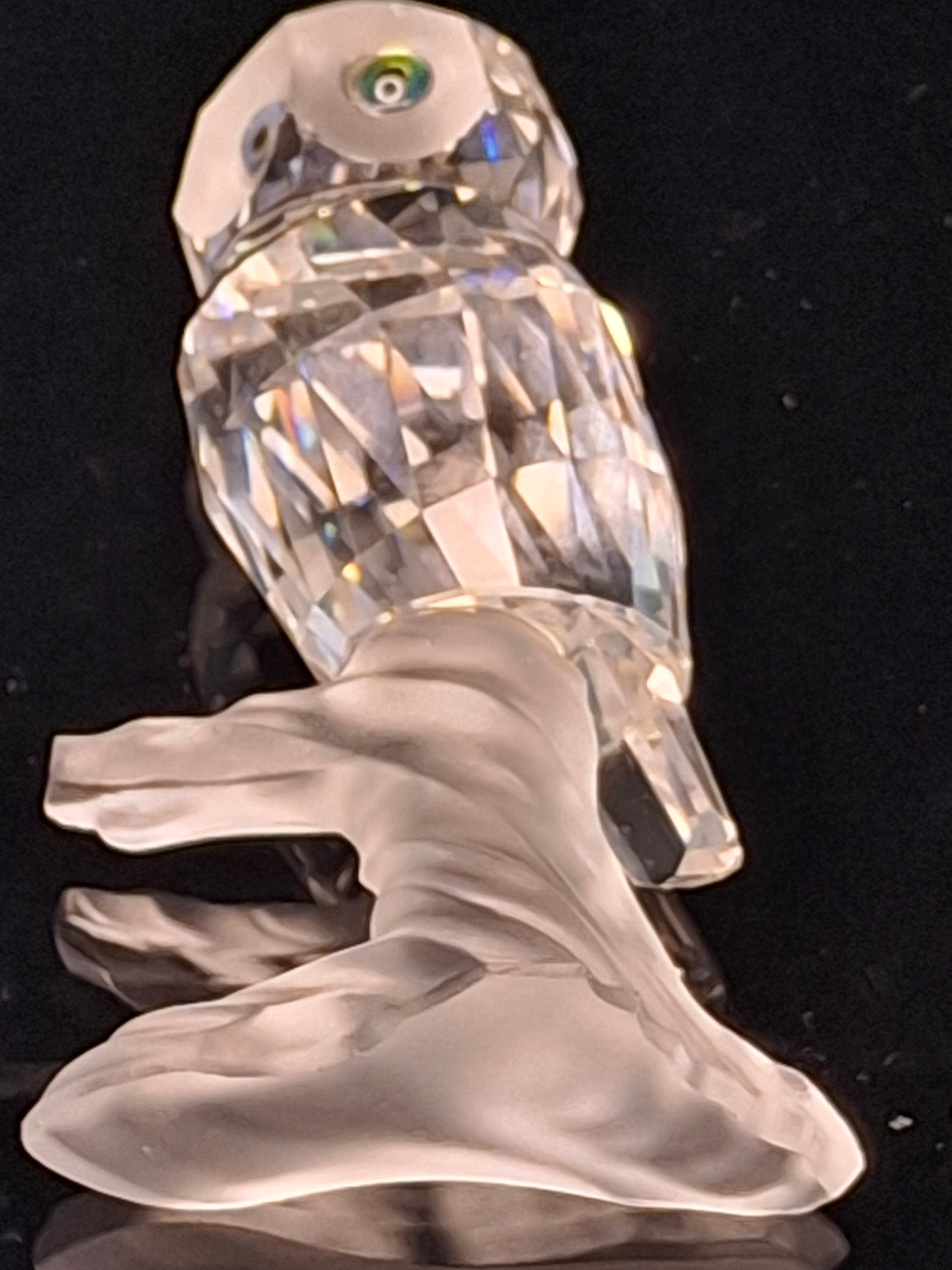 Swarovski Crystal Owl on Frosted Branch Figurine #7621 Retired Michael Stamey VTG