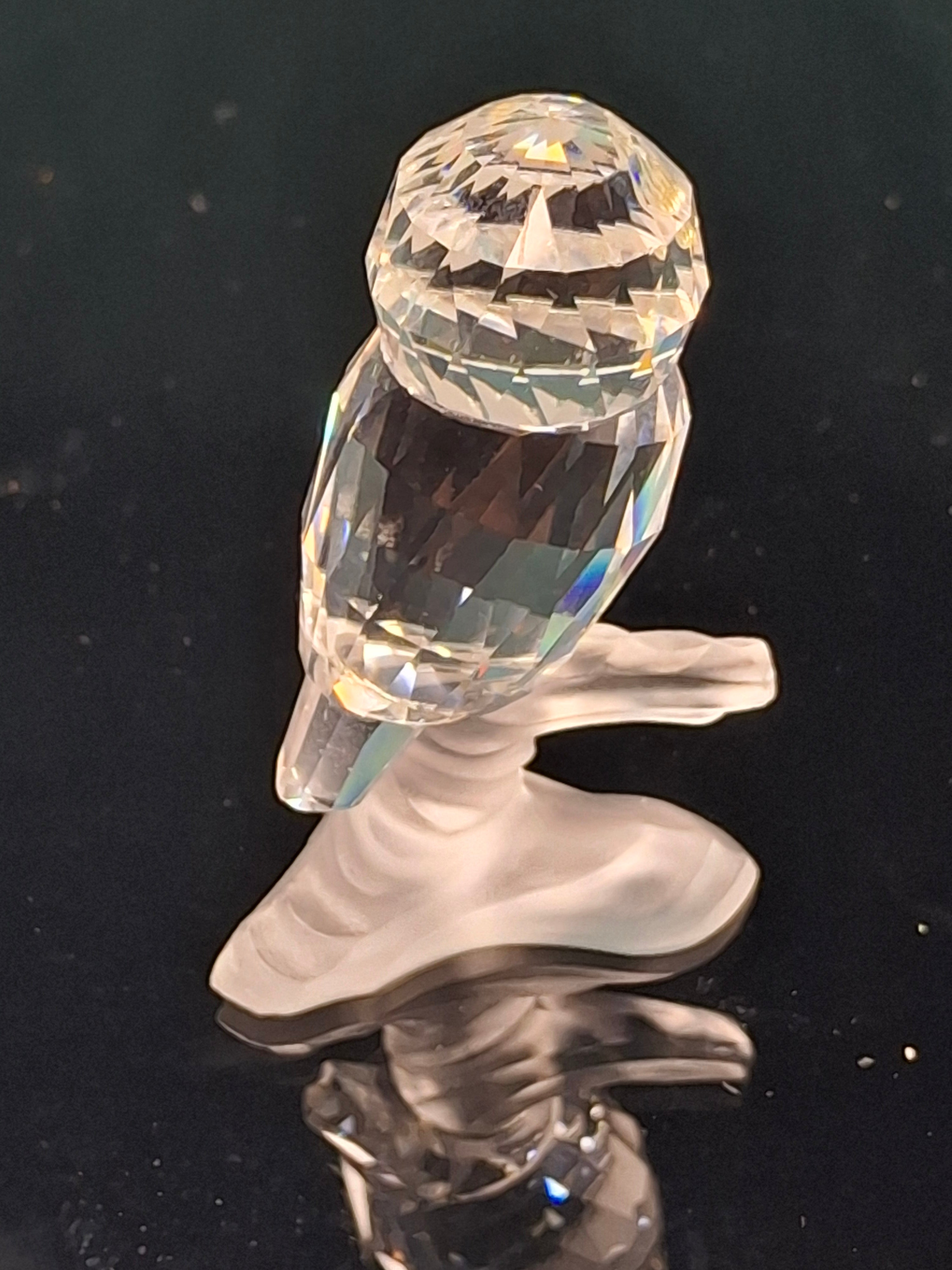 Swarovski Crystal Owl on Frosted Branch Figurine #7621 Retired Michael Stamey VTG