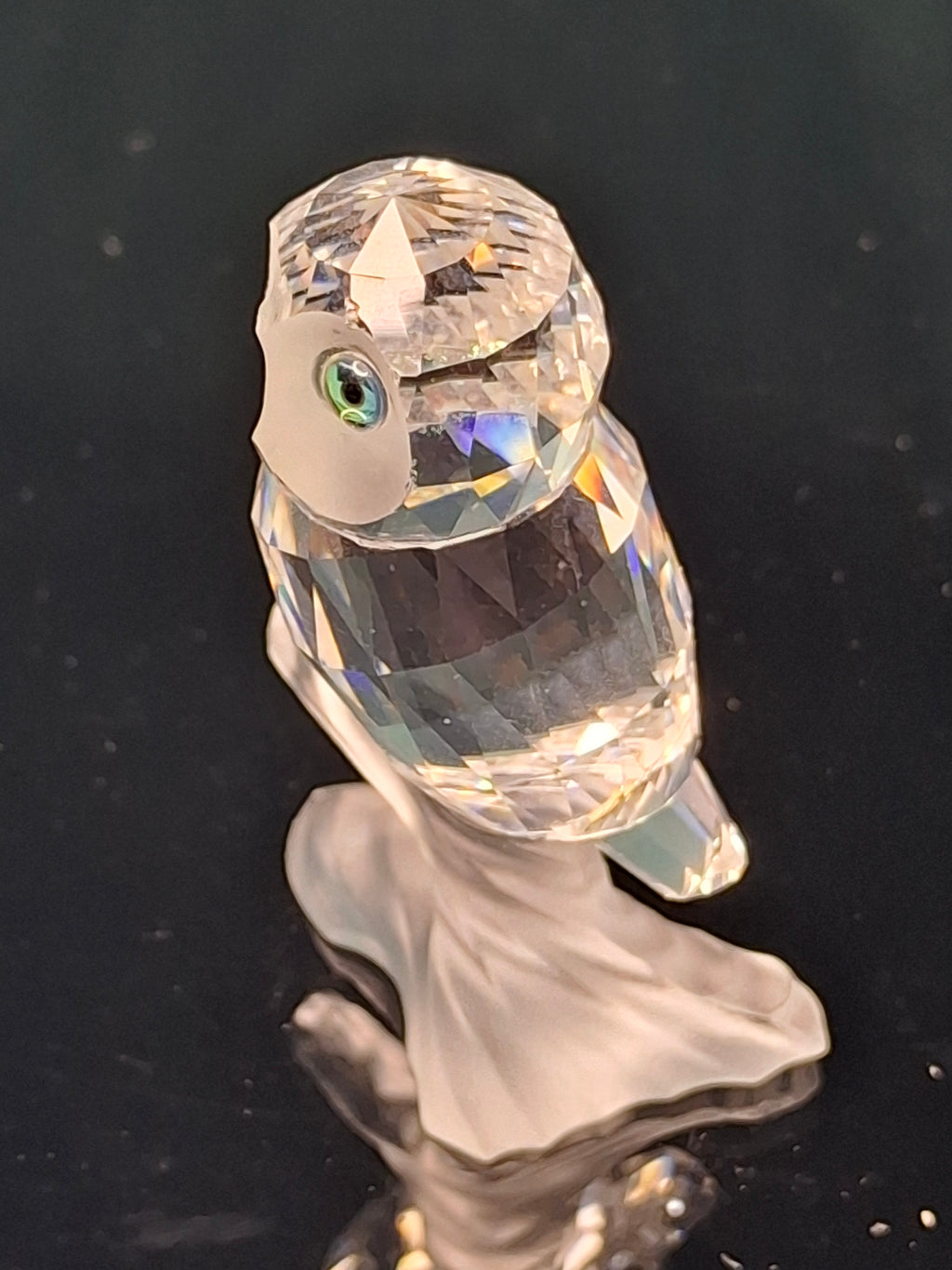 Swarovski Crystal Owl on Frosted Branch Figurine #7621 Retired Michael Stamey VTG