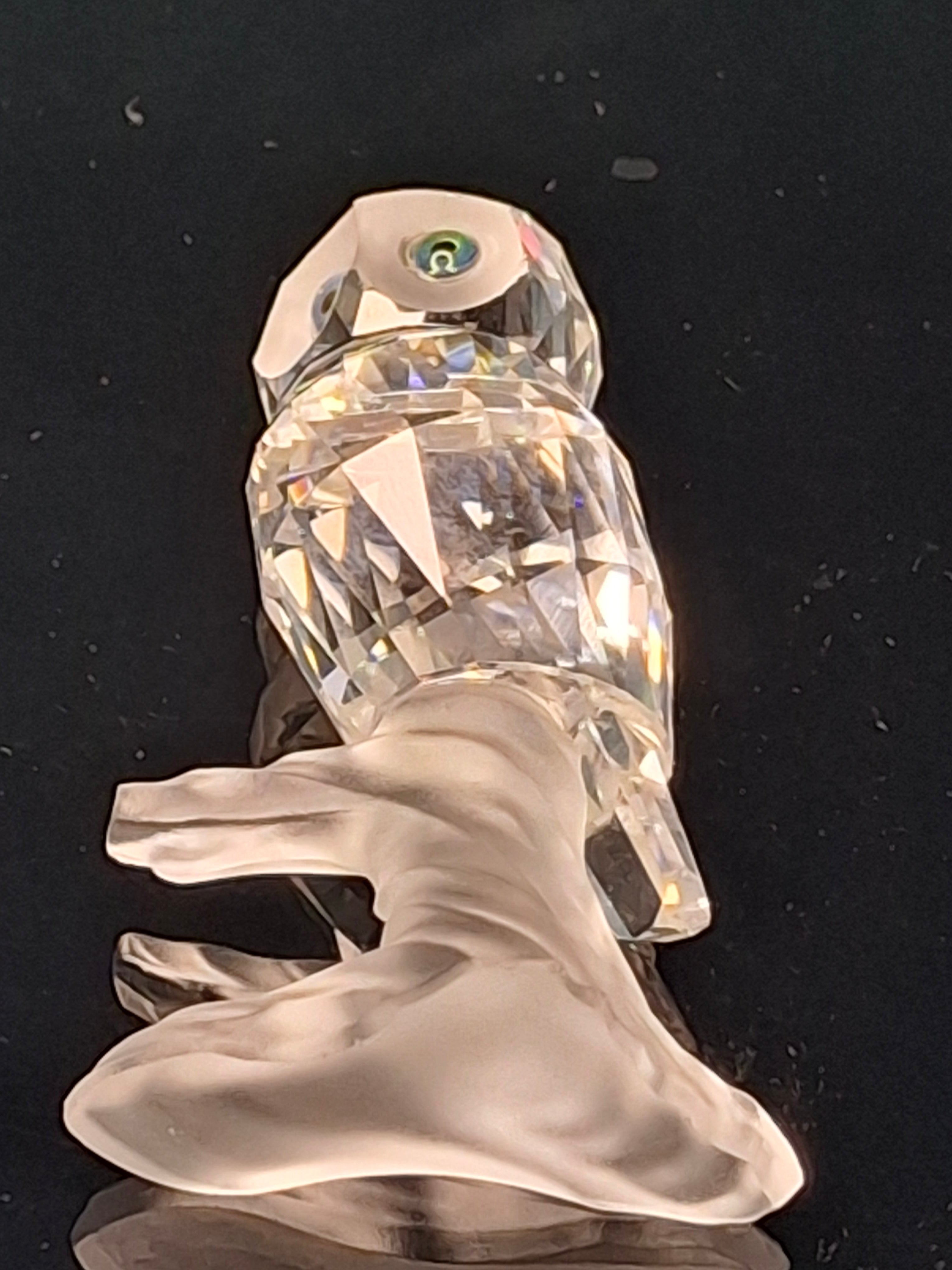 Swarovski Crystal Owl on Frosted Branch Figurine #7621 Retired Michael Stamey VTG