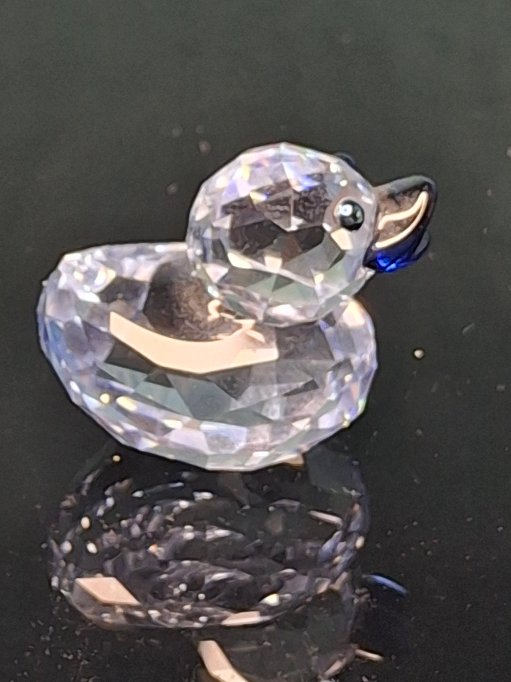 Swarovski Crystal Mini Duck Figurine - Retired 7660-035 - Swan Logo - MIB