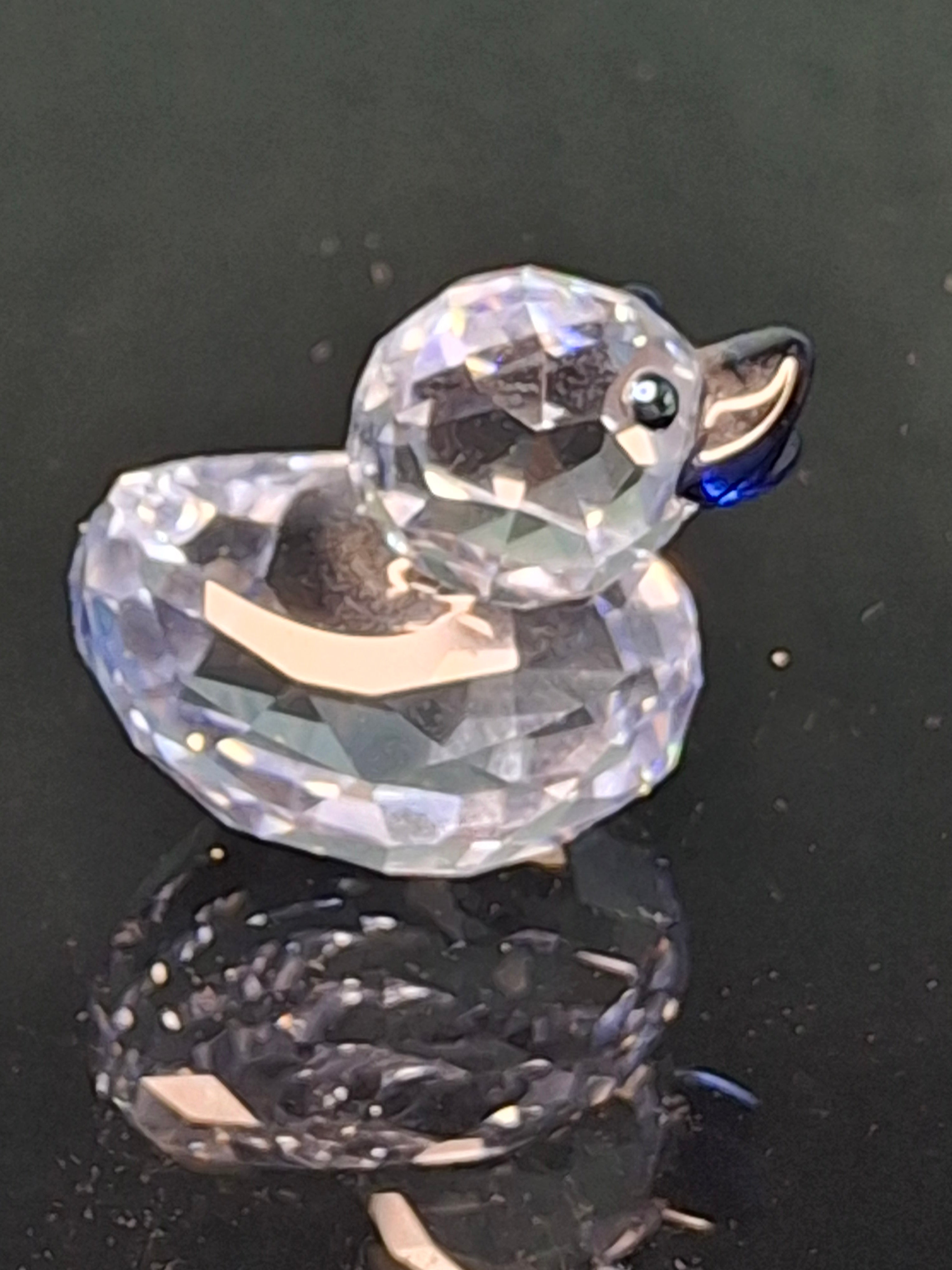 Swarovski Crystal Mini Duck Figurine - Retired 7660-035 - Swan Logo - MIB