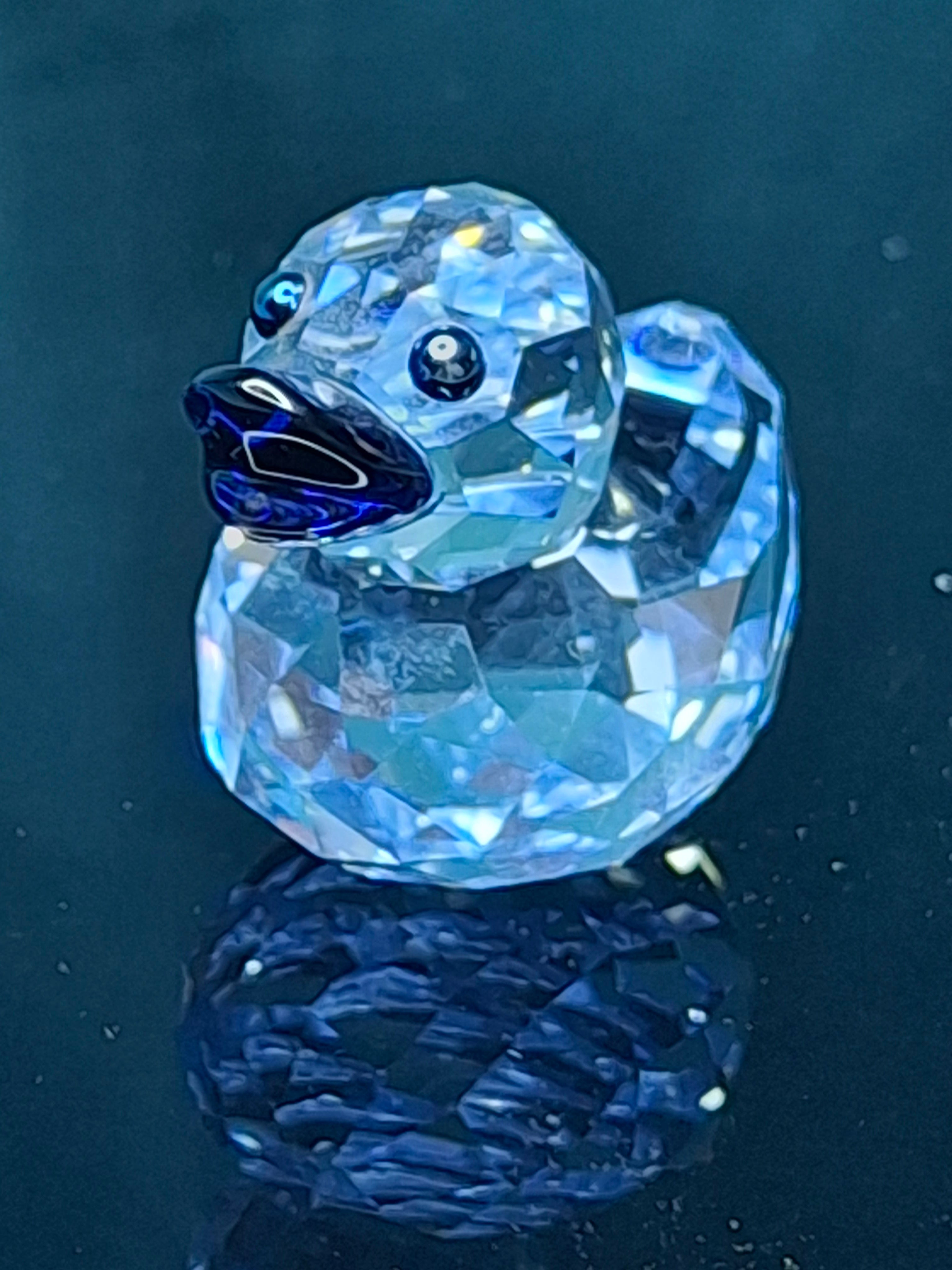 Swarovski Crystal Mini Duck Figurine - Retired 7660-035 - Swan Logo - MIB