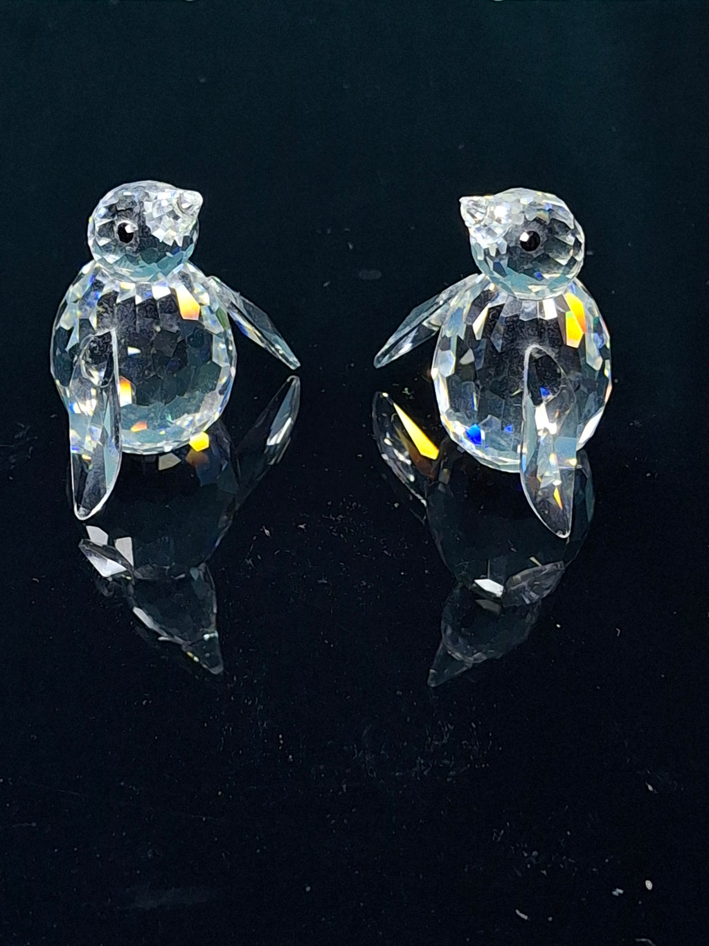 Swarovski Silver Crystal Mini Penguins (Set of 2) - Retired #7661 000 001 - Swan Logo