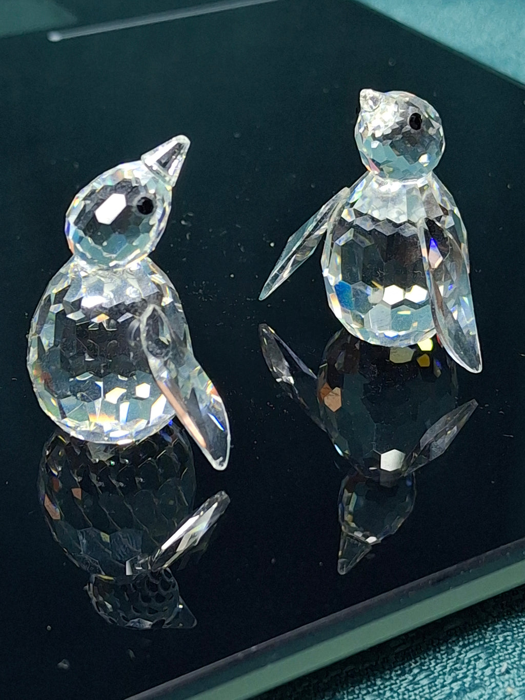 Swarovski Silver Crystal Mini Penguins (Set of 2) - Retired #7661 000 001 - Swan Logo