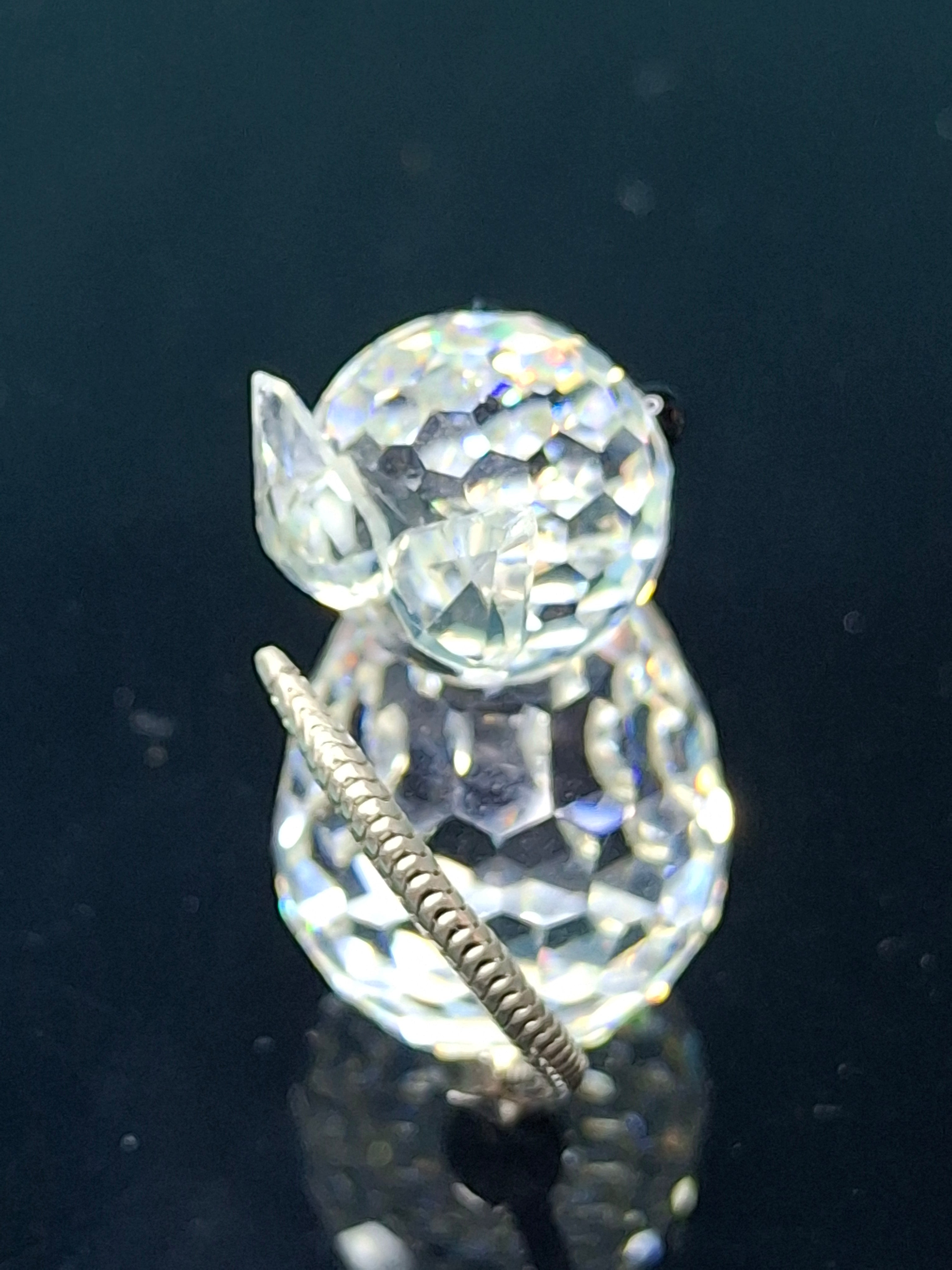 Vintage Swarovski Crystal Mini Cat Set of 2 - Pointed Ears - Metal Spring Tail - SC Logo 1976-1988