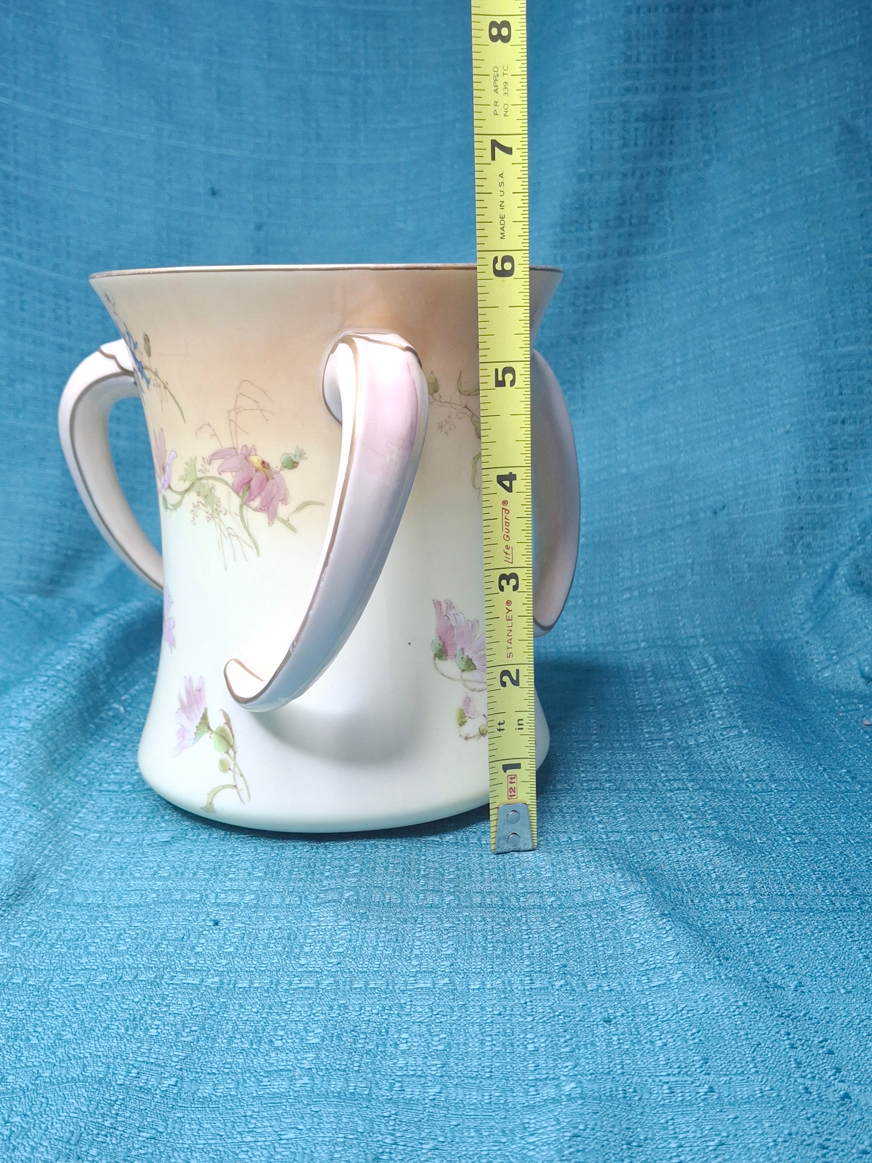 Antique Doulton Burslem Triple Handled Tyg Loving Cup / Netilat Yadayim Ritual Wash Cup c.1891