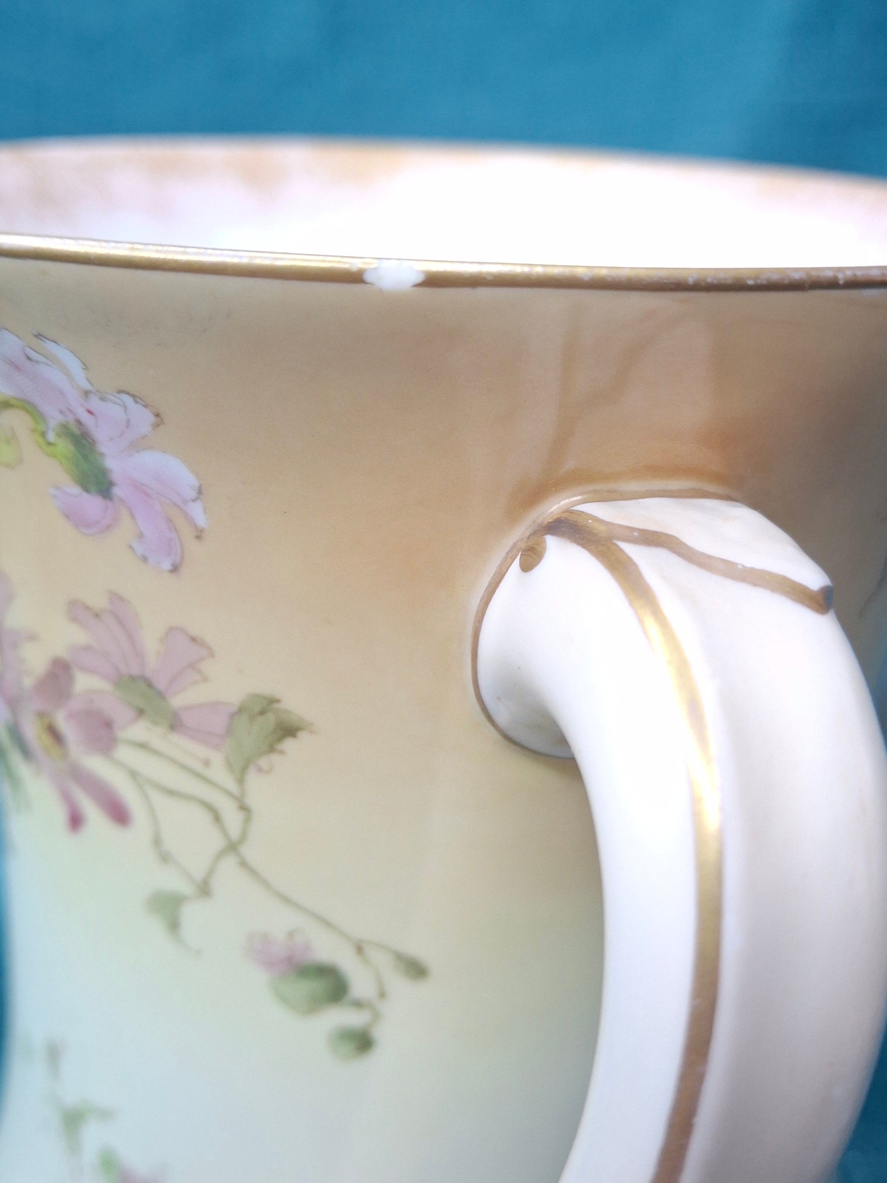 Antique Doulton Burslem Triple Handled Tyg Loving Cup / Netilat Yadayim Ritual Wash Cup c.1891