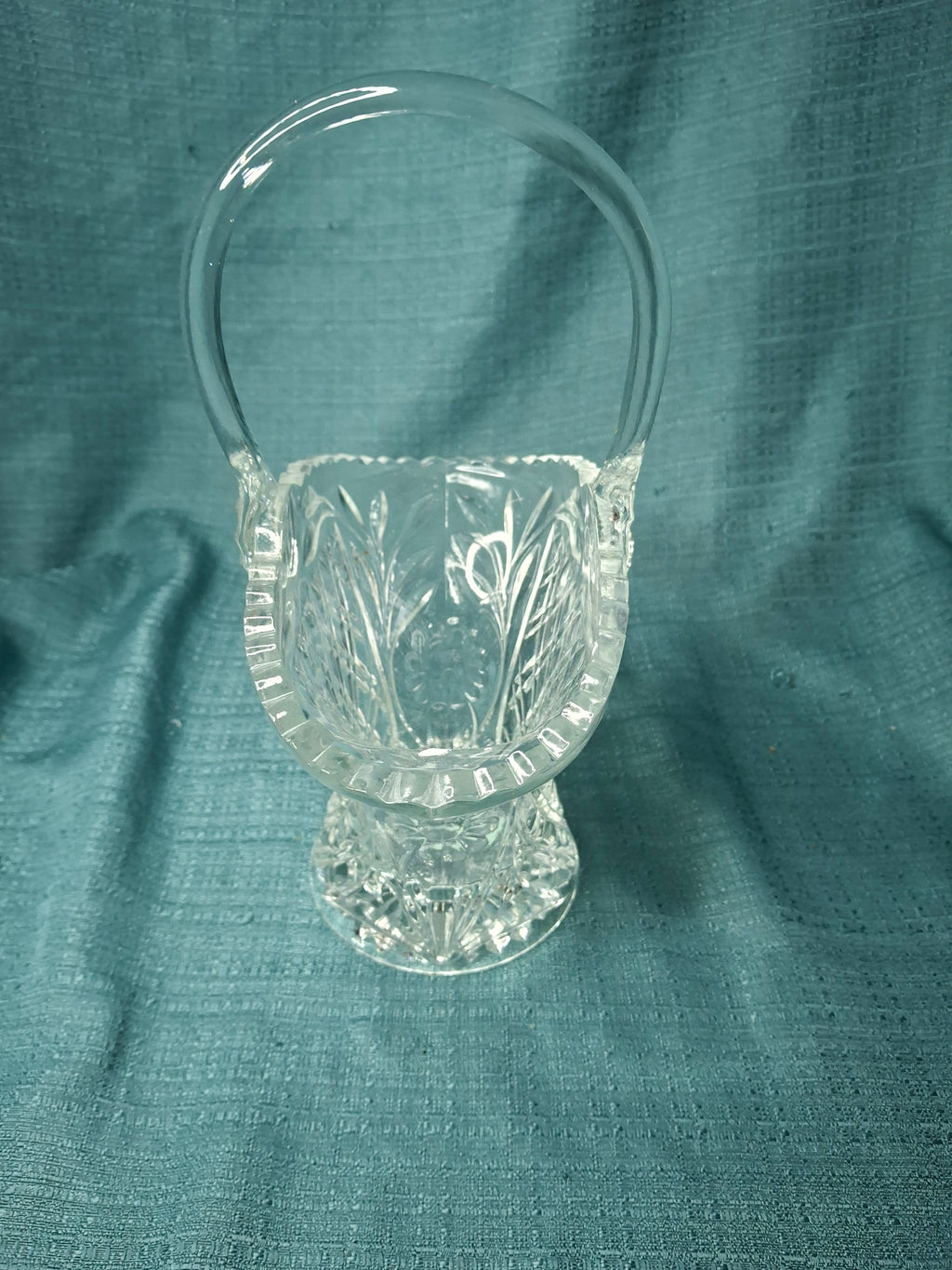 Antique EAPG Glass Basket Lot (2) - Daisy & Button Pattern - Victorian Pressed Glass
