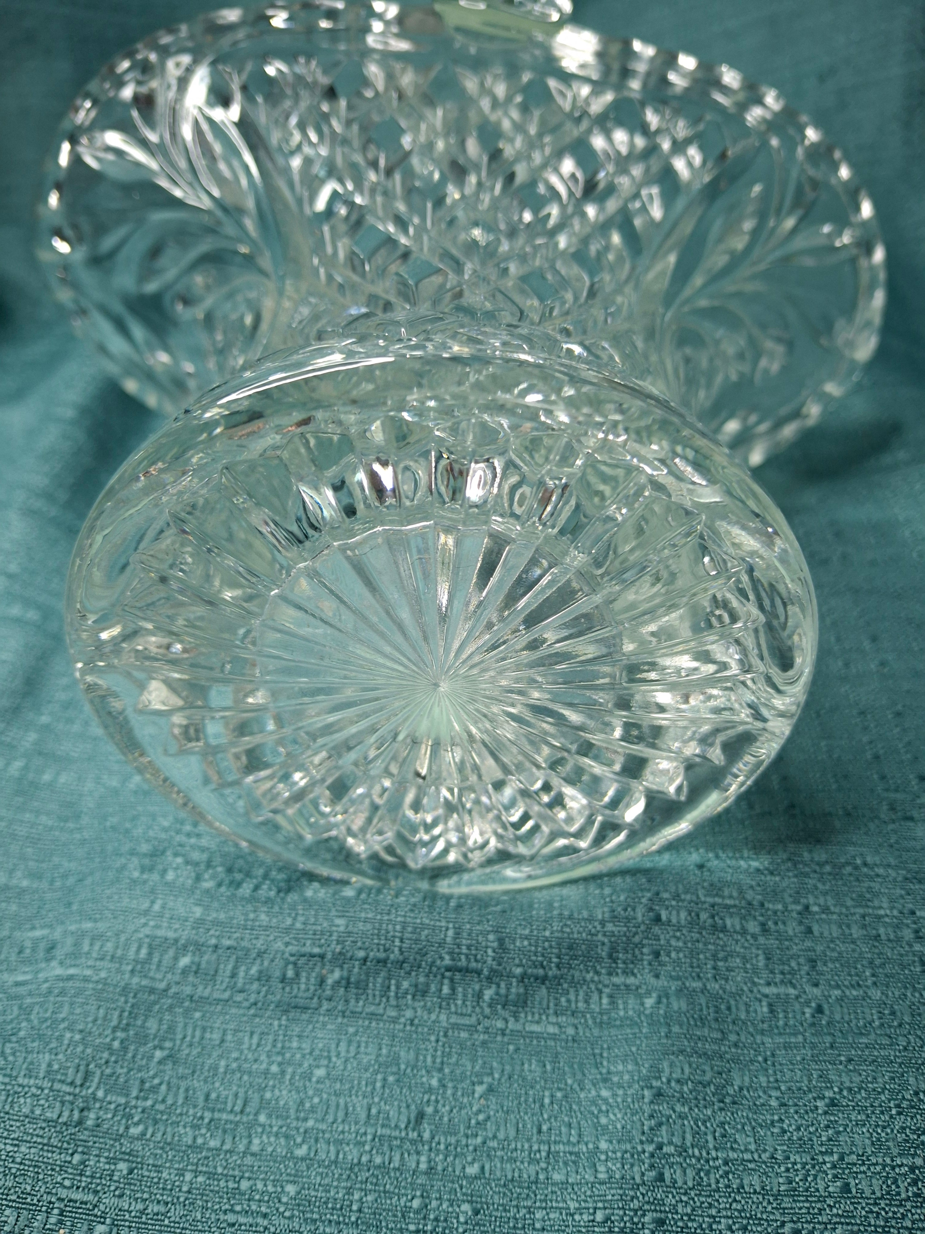 Antique EAPG Glass Basket Lot (2) - Daisy & Button Pattern - Victorian Pressed Glass