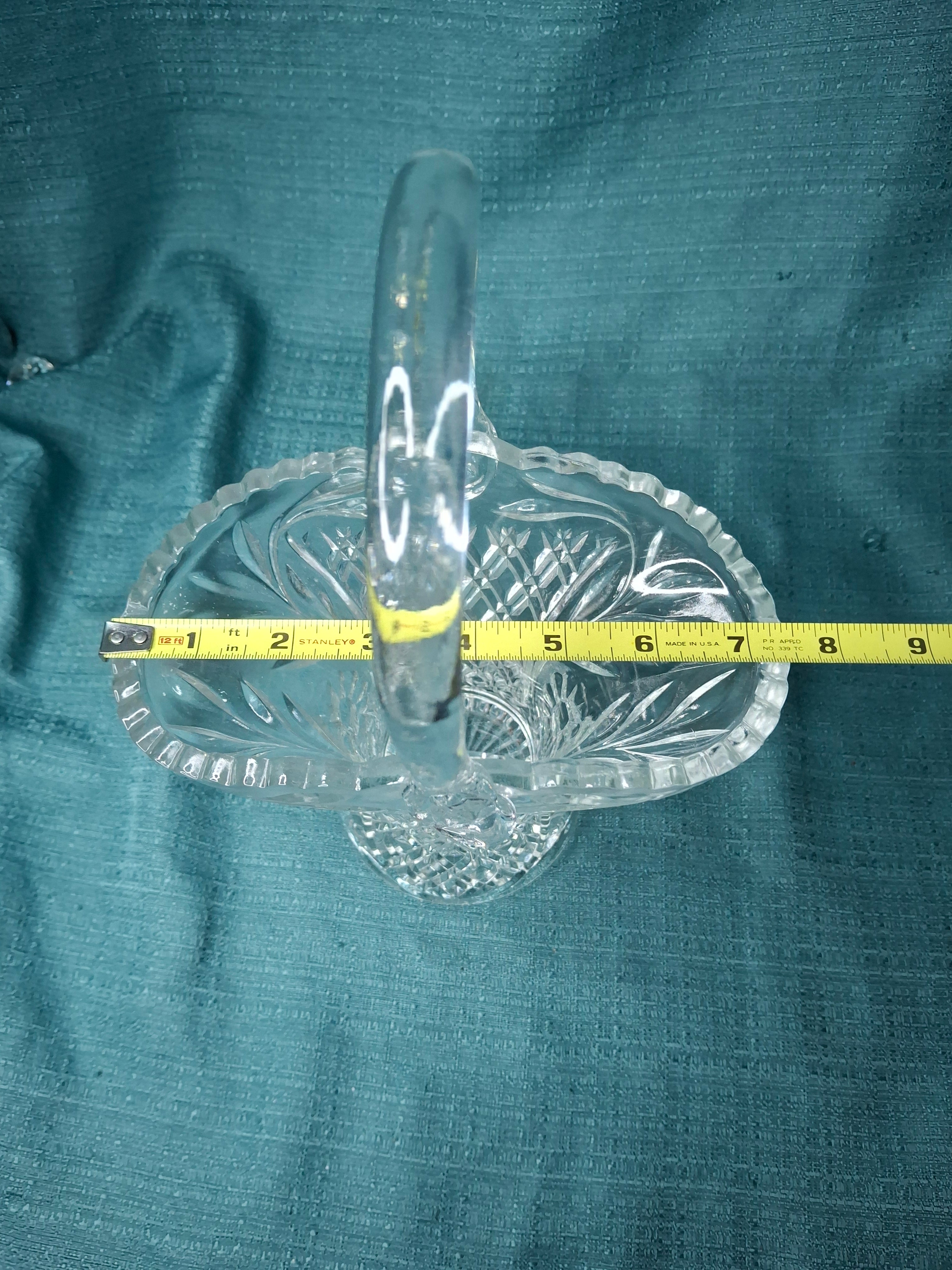 Antique EAPG Glass Basket Lot (2) - Daisy & Button Pattern - Victorian Pressed Glass