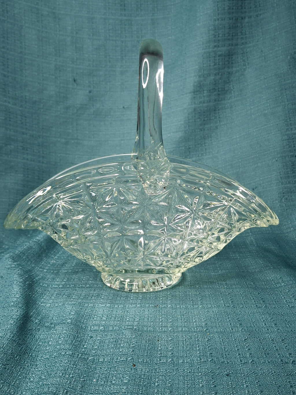 Antique EAPG Glass Basket Lot (2) - Daisy & Button Pattern - Victorian Pressed Glass