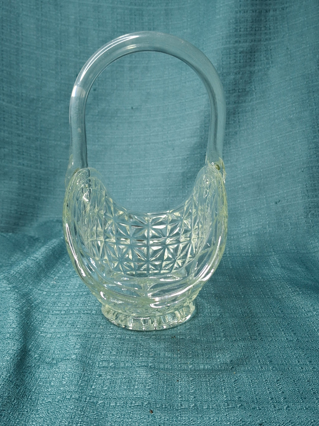 Antique EAPG Glass Basket Lot (2) - Daisy & Button Pattern - Victorian Pressed Glass