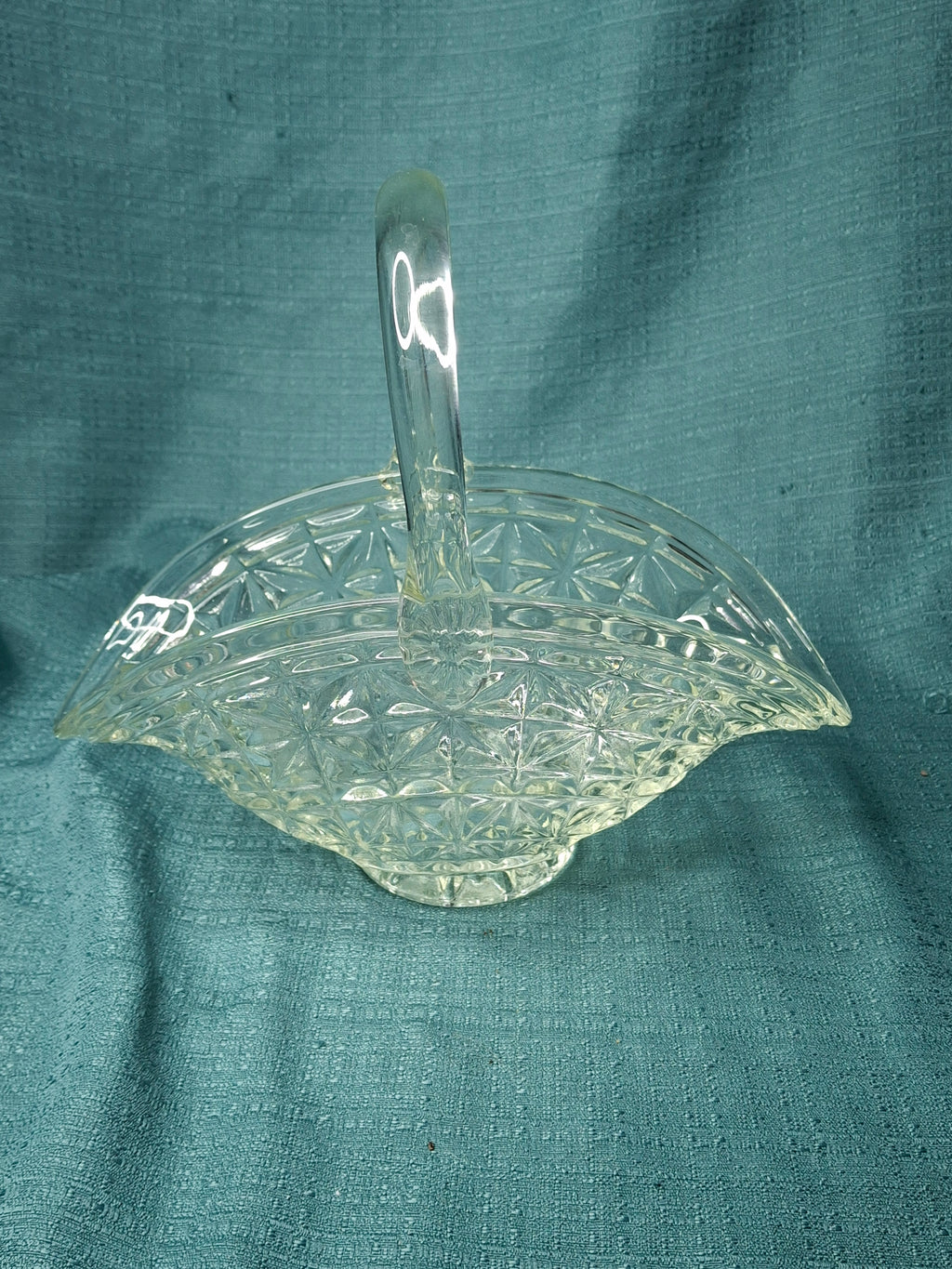 Antique EAPG Glass Basket Lot (2) - Daisy & Button Pattern - Victorian Pressed Glass