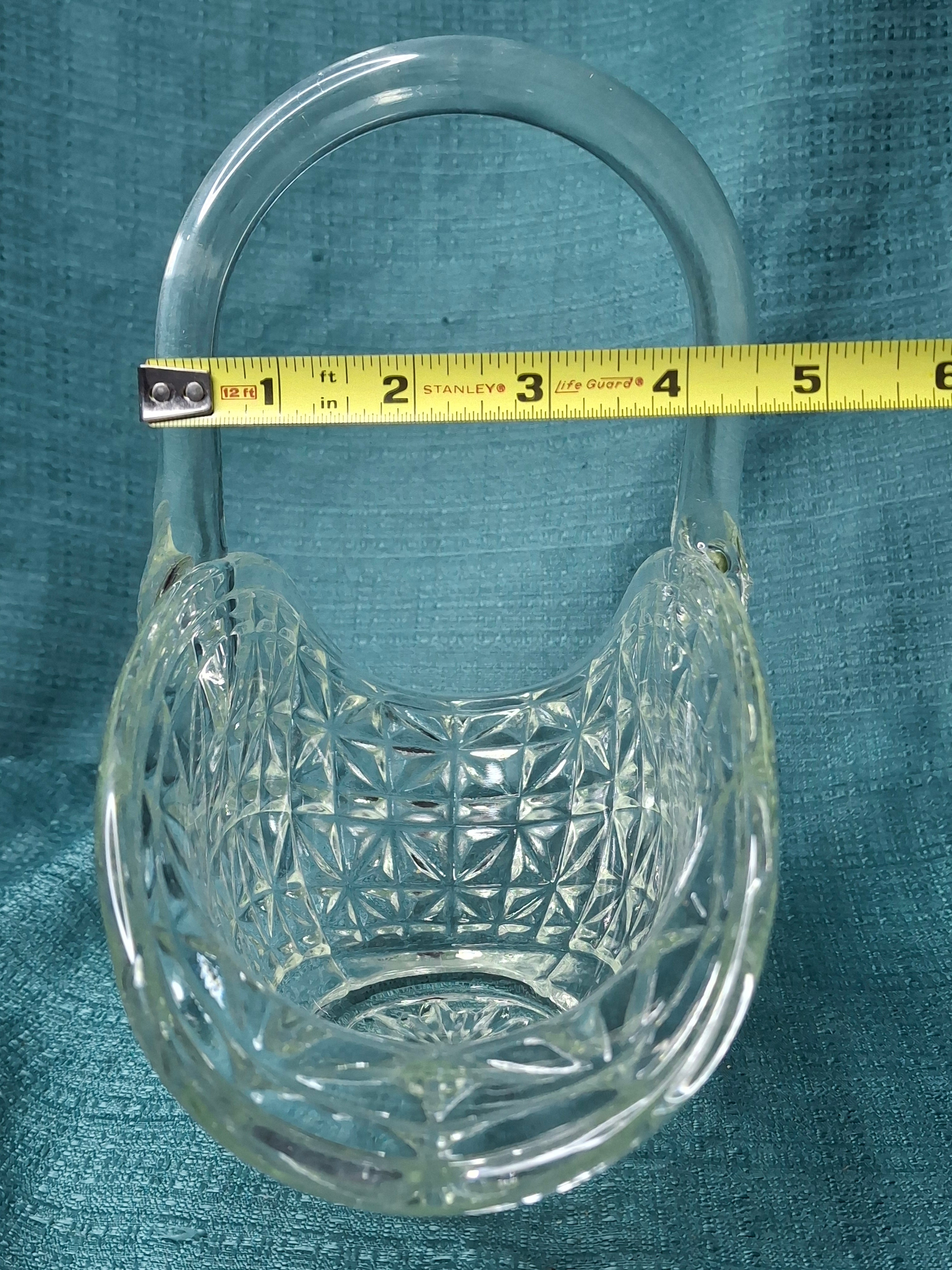 Antique EAPG Glass Basket Lot (2) - Daisy & Button Pattern - Victorian Pressed Glass
