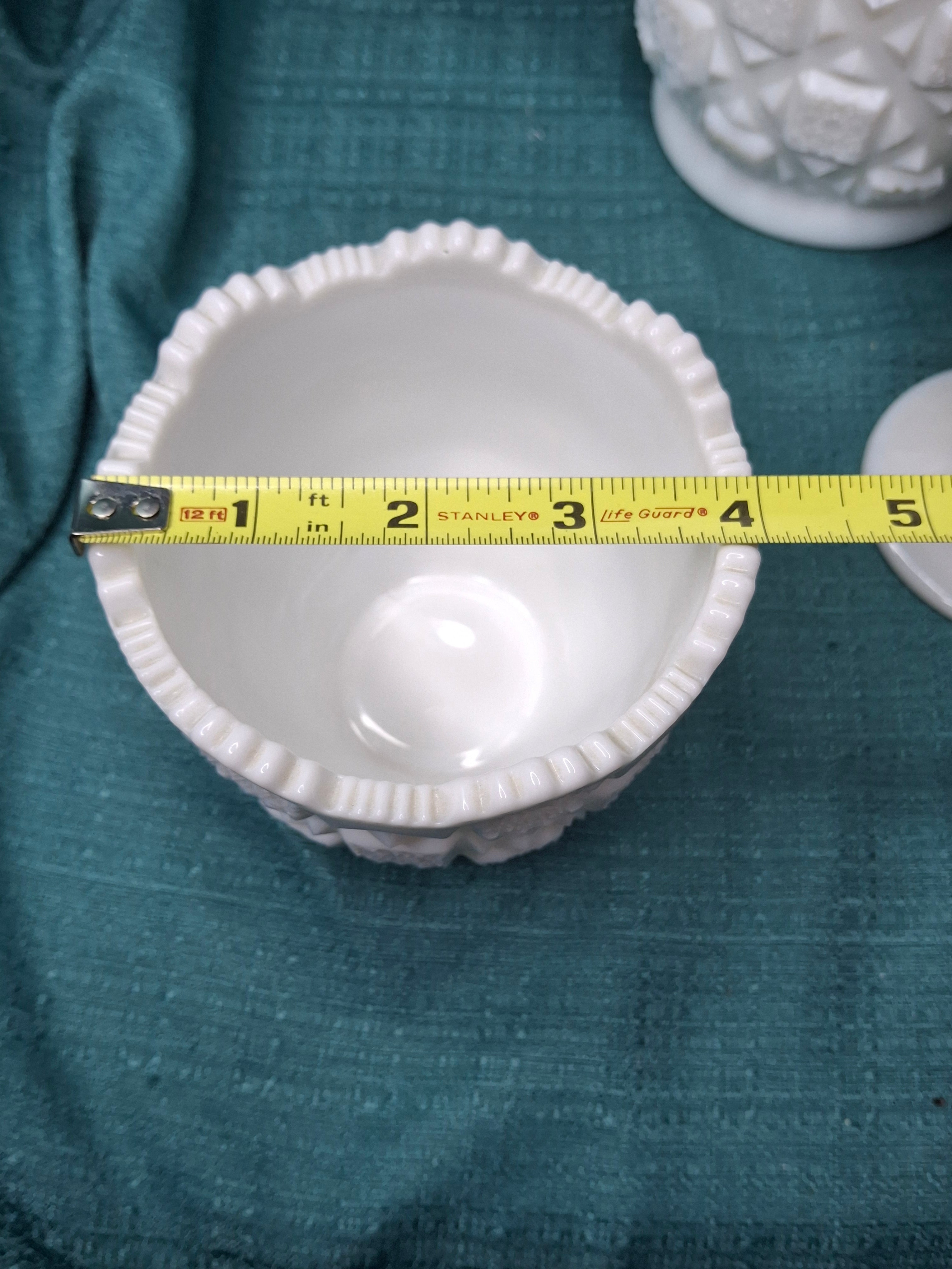 Vintage Westmoreland Milk Glass English Hobnail 4-Pc Set - Pitcher Goblet Creamer Sugar - AKA Old Quilt Pattern
