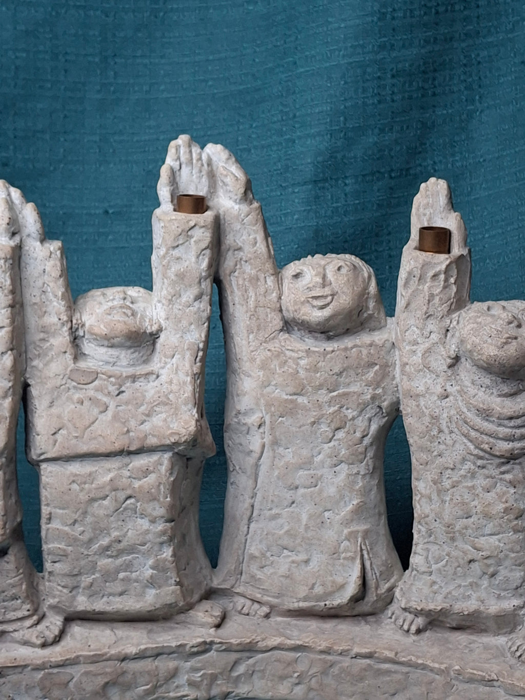 1985 Austin Productions Ellen Lord Menorah Sculpture "Celebration of Life" Judaica Durastone Art 15"