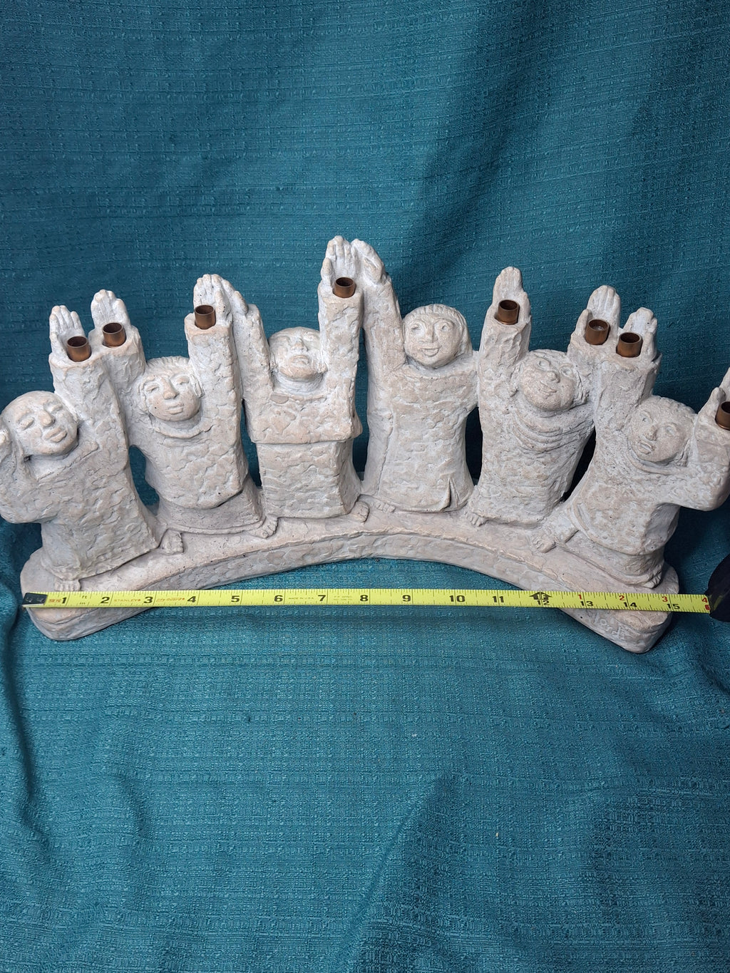1985 Austin Productions Ellen Lord Menorah Sculpture "Celebration of Life" Judaica Durastone Art 15"