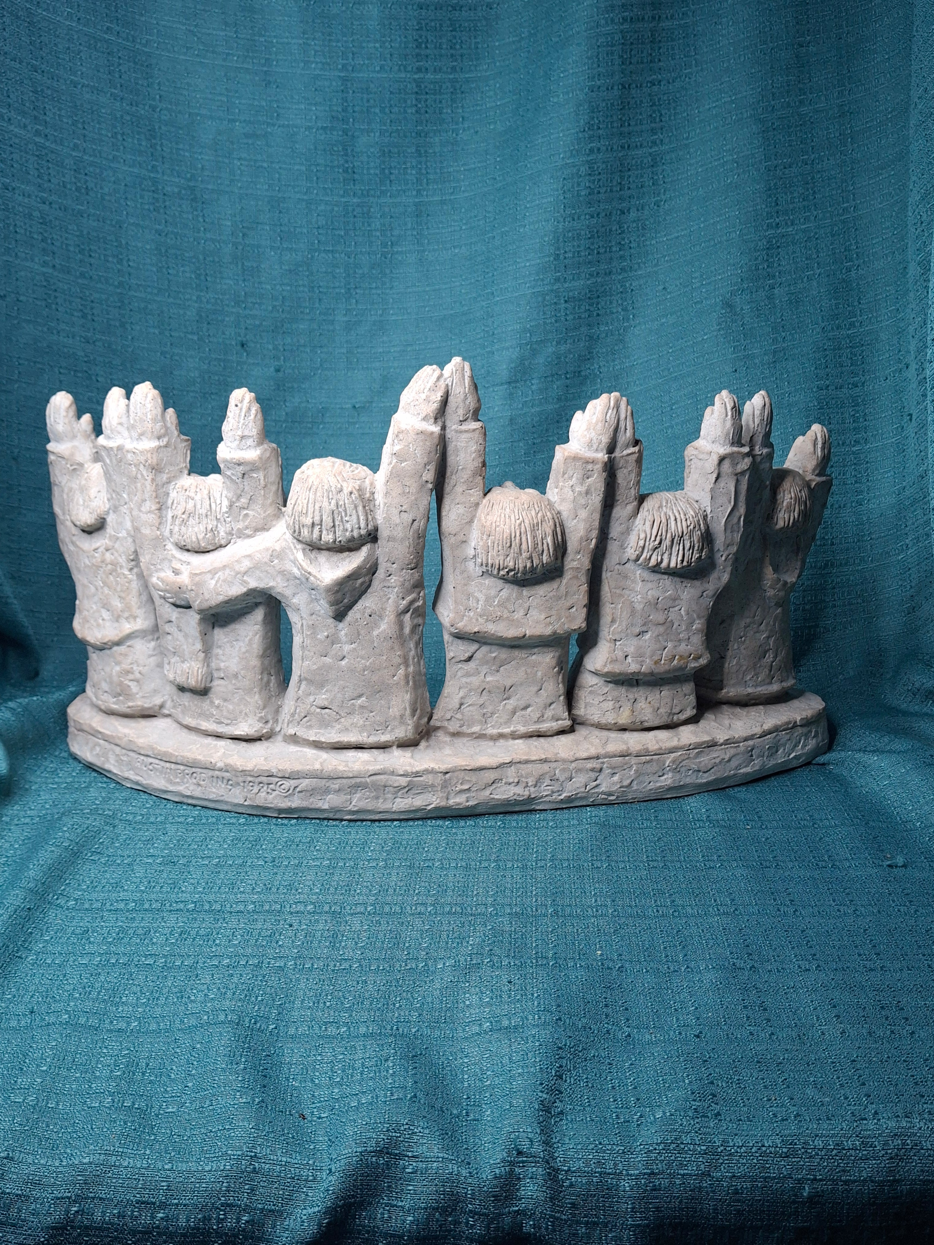 1985 Austin Productions Ellen Lord Menorah Sculpture "Celebration of Life" Judaica Durastone Art 15"