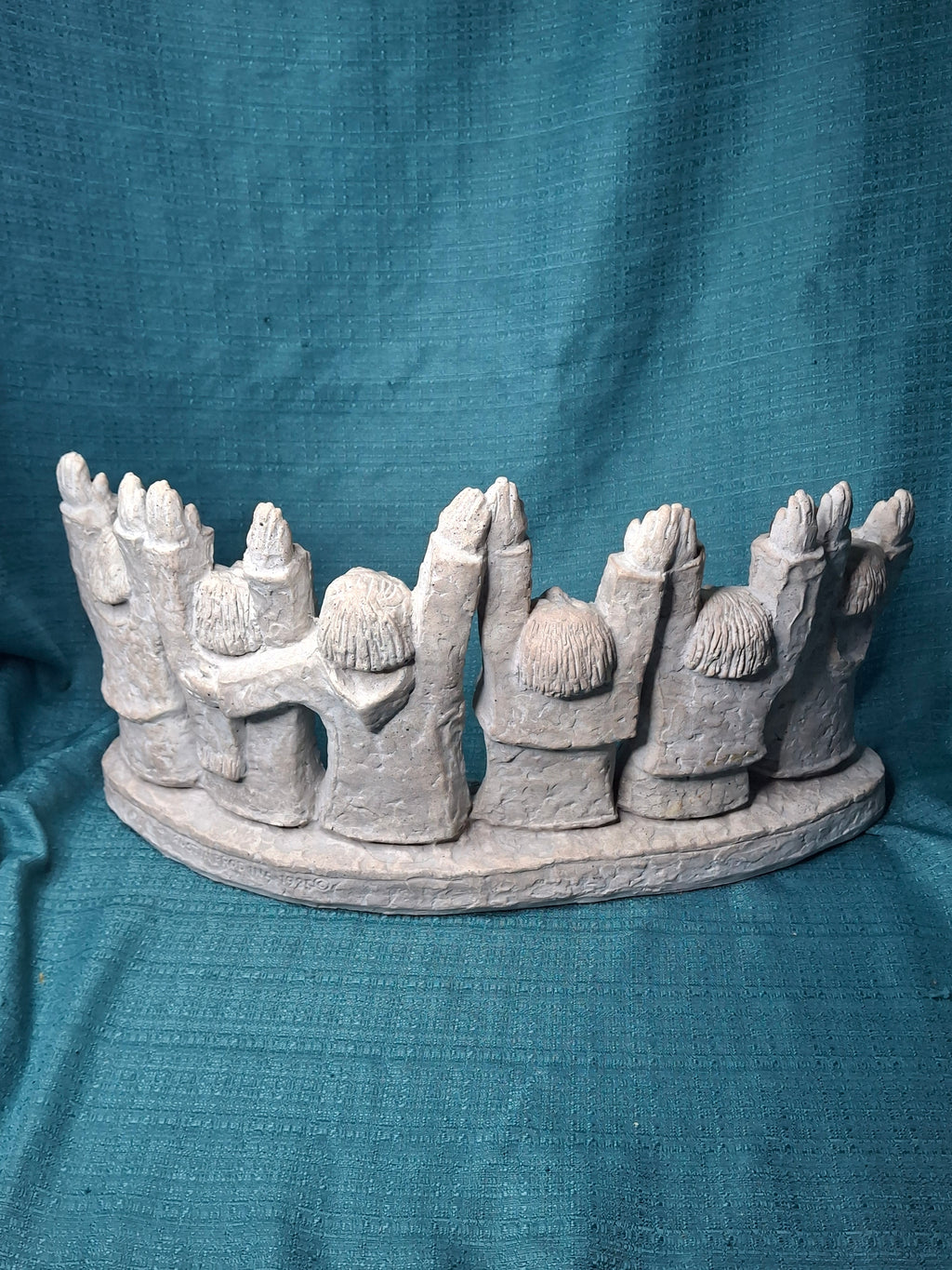 1985 Austin Productions Ellen Lord Menorah Sculpture "Celebration of Life" Judaica Durastone Art 15"