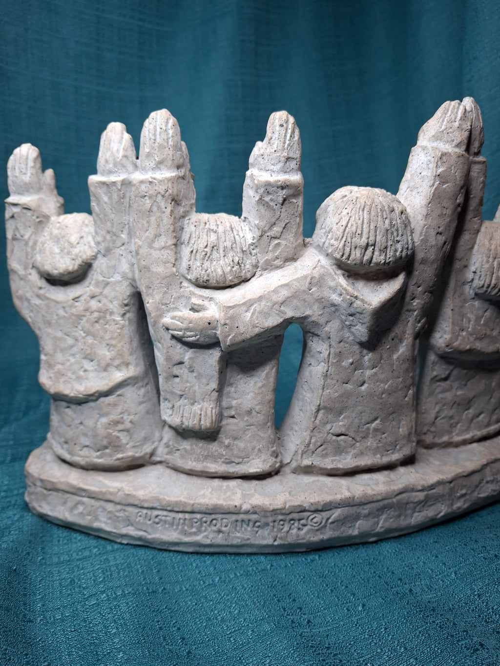 1985 Austin Productions Ellen Lord Menorah Sculpture "Celebration of Life" Judaica Durastone Art 15"