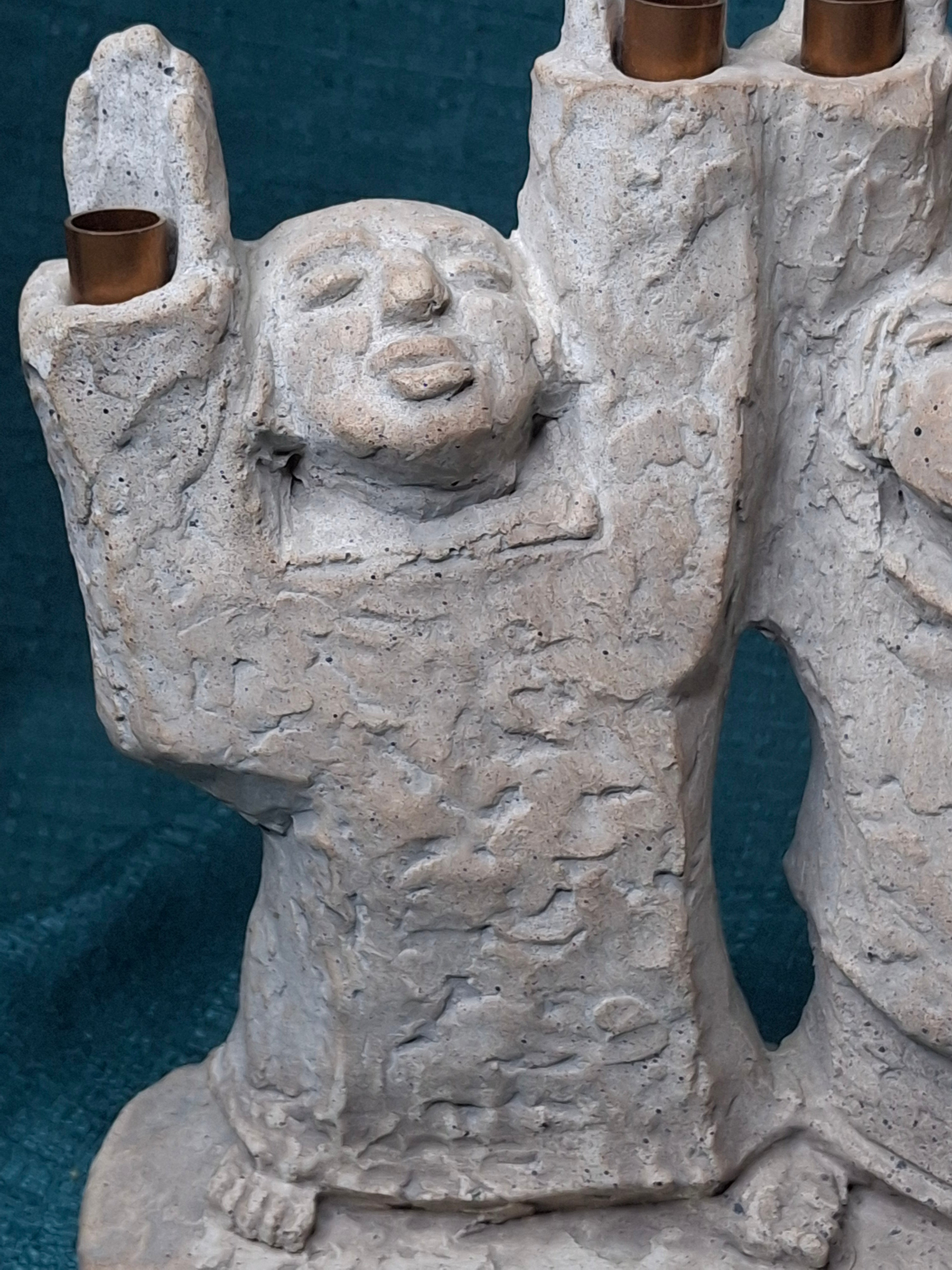1985 Austin Productions Ellen Lord Menorah Sculpture "Celebration of Life" Judaica Durastone Art 15"