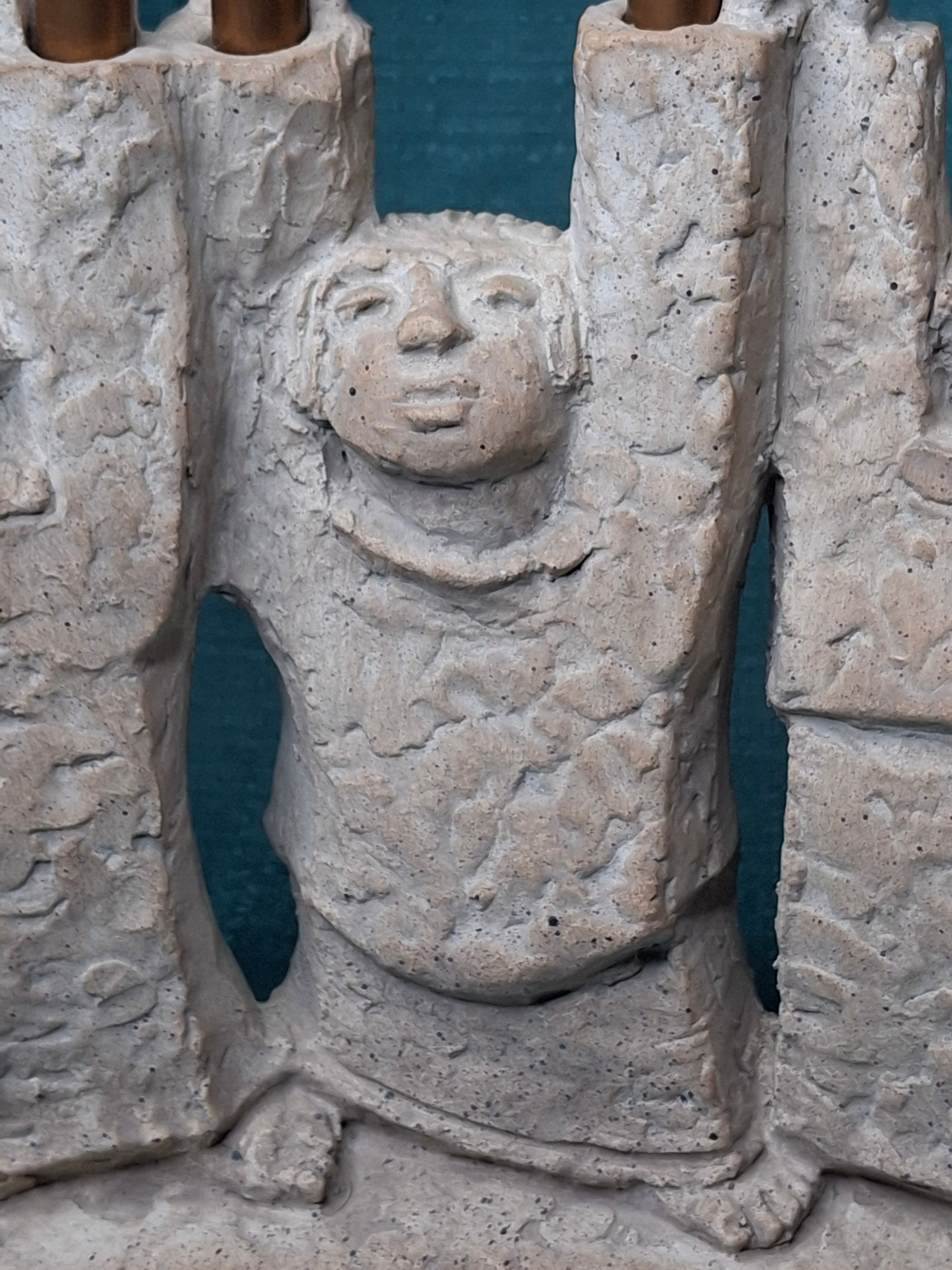 1985 Austin Productions Ellen Lord Menorah Sculpture "Celebration of Life" Judaica Durastone Art 15"
