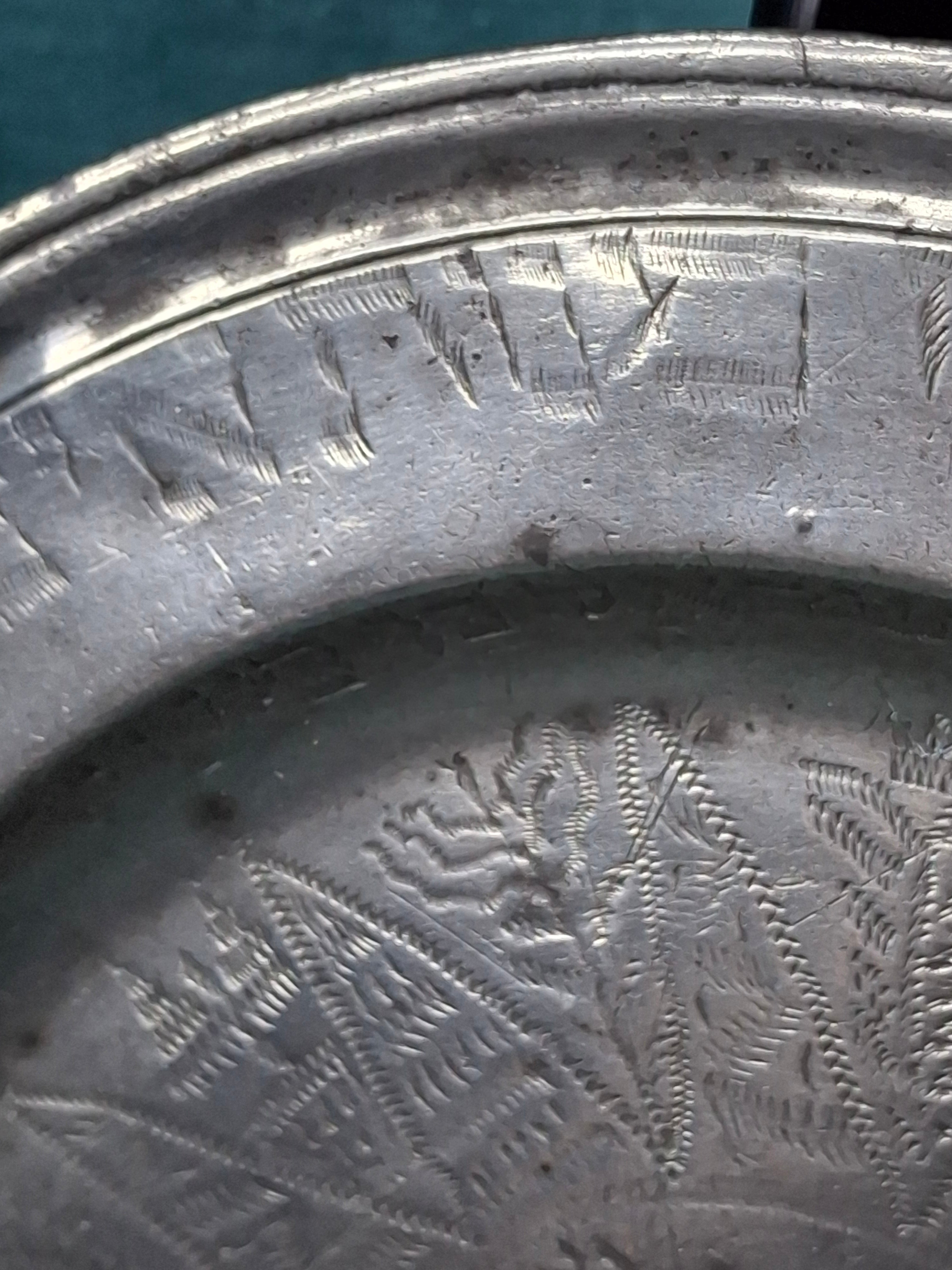 Extremely Rare 1761 Signed Judaica Pewter Purim Plate – Israel Ben Meir of Bischwiller