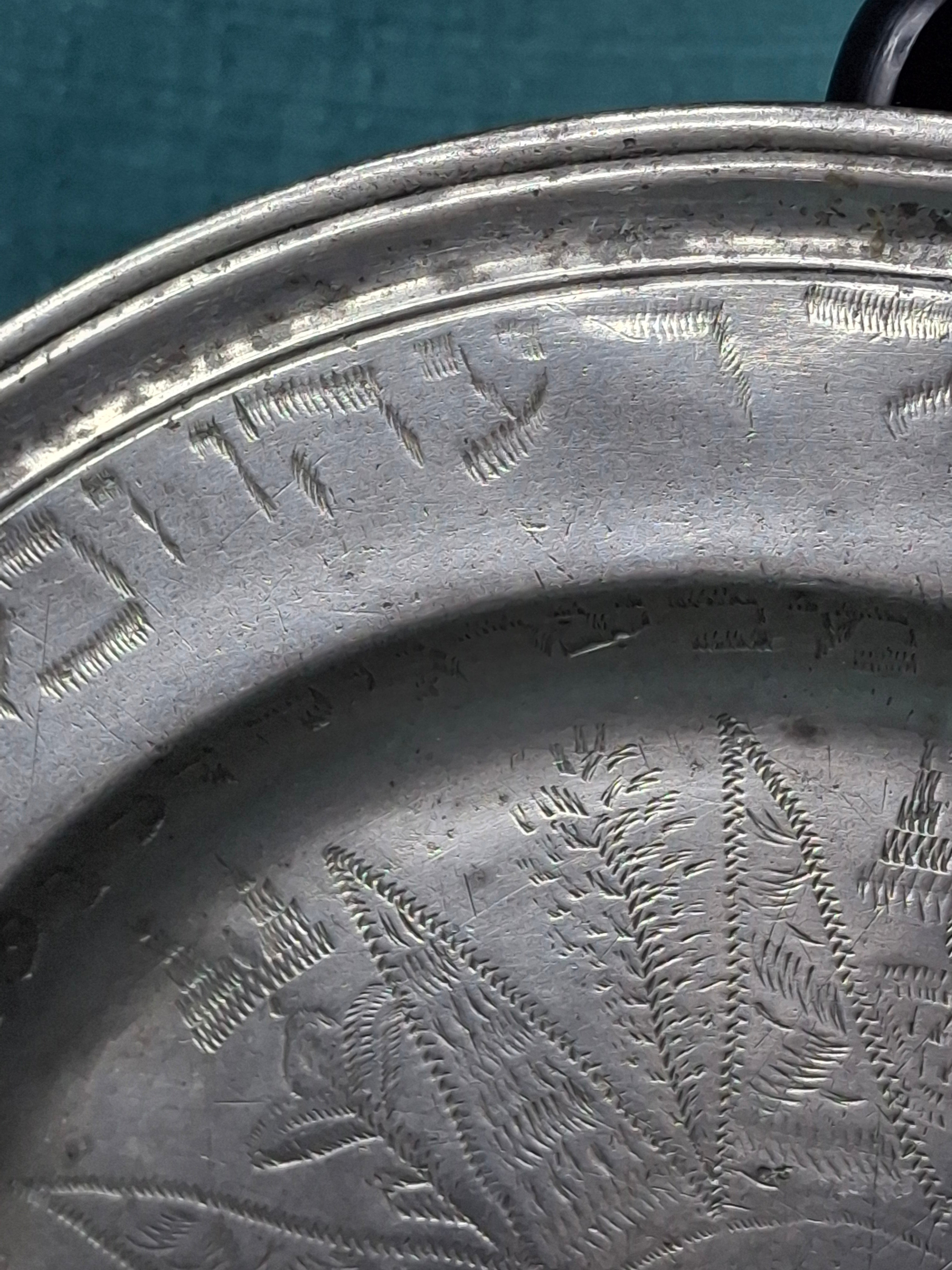 Extremely Rare 1761 Signed Judaica Pewter Purim Plate – Israel Ben Meir of Bischwiller