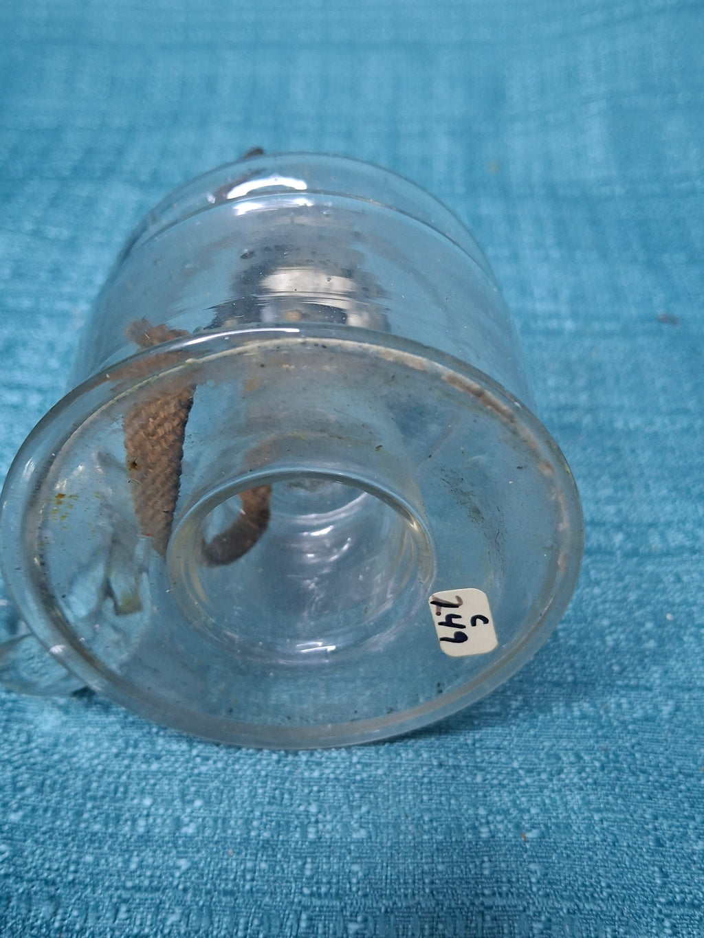 EAPG Clear Glass Nutmeg Finger Lamp P&A Nutmeg Burner Moon & Stars Thumbwheel