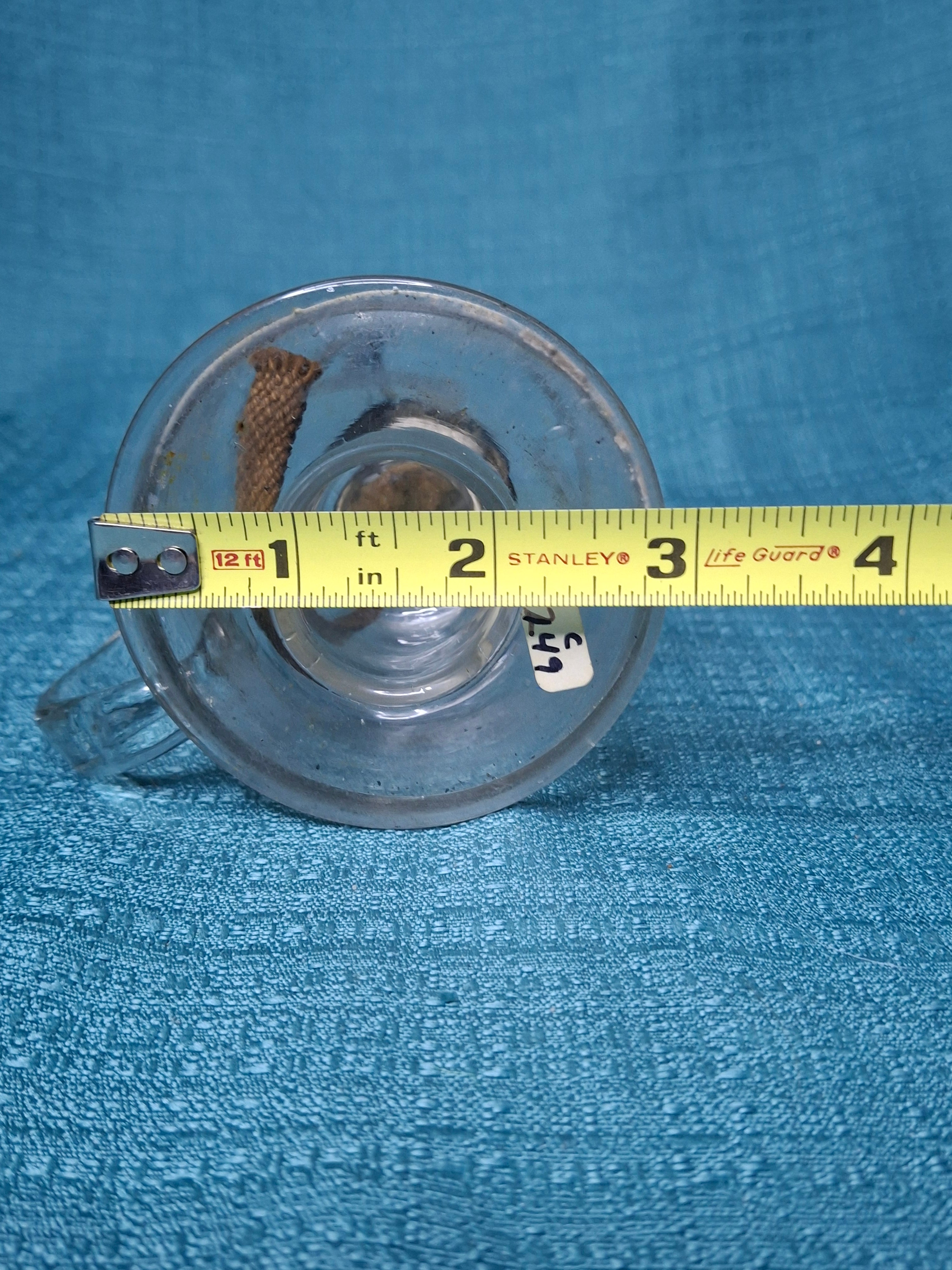 EAPG Clear Glass Nutmeg Finger Lamp P&A Nutmeg Burner Moon & Stars Thumbwheel