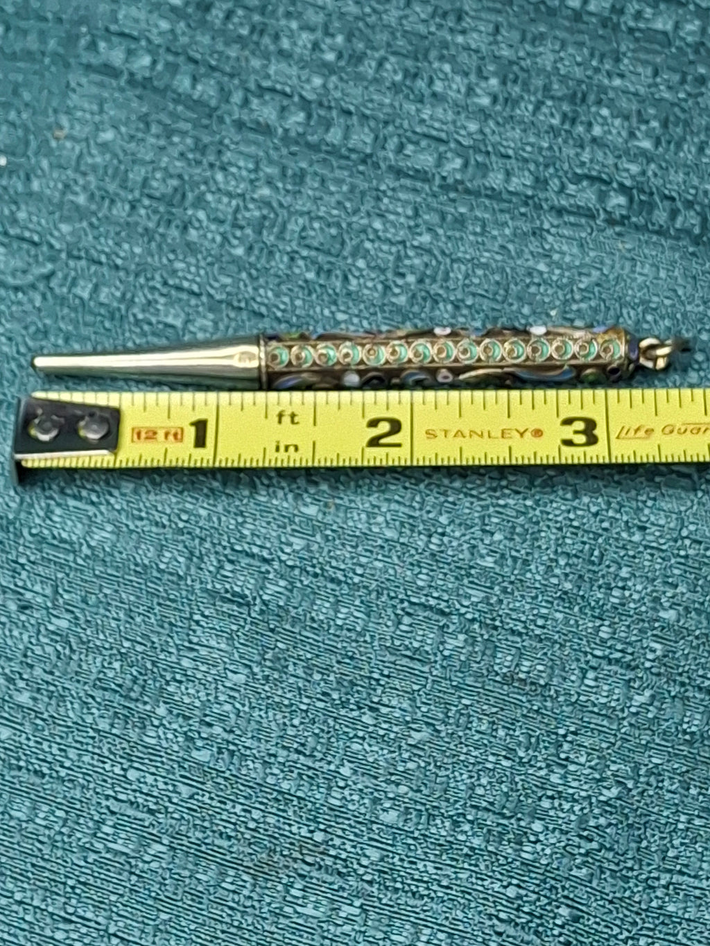 Antique Imperial Russian Silver Cloisonné Enamel Mechanical Pencil 1908-1917 Kokoshnik
