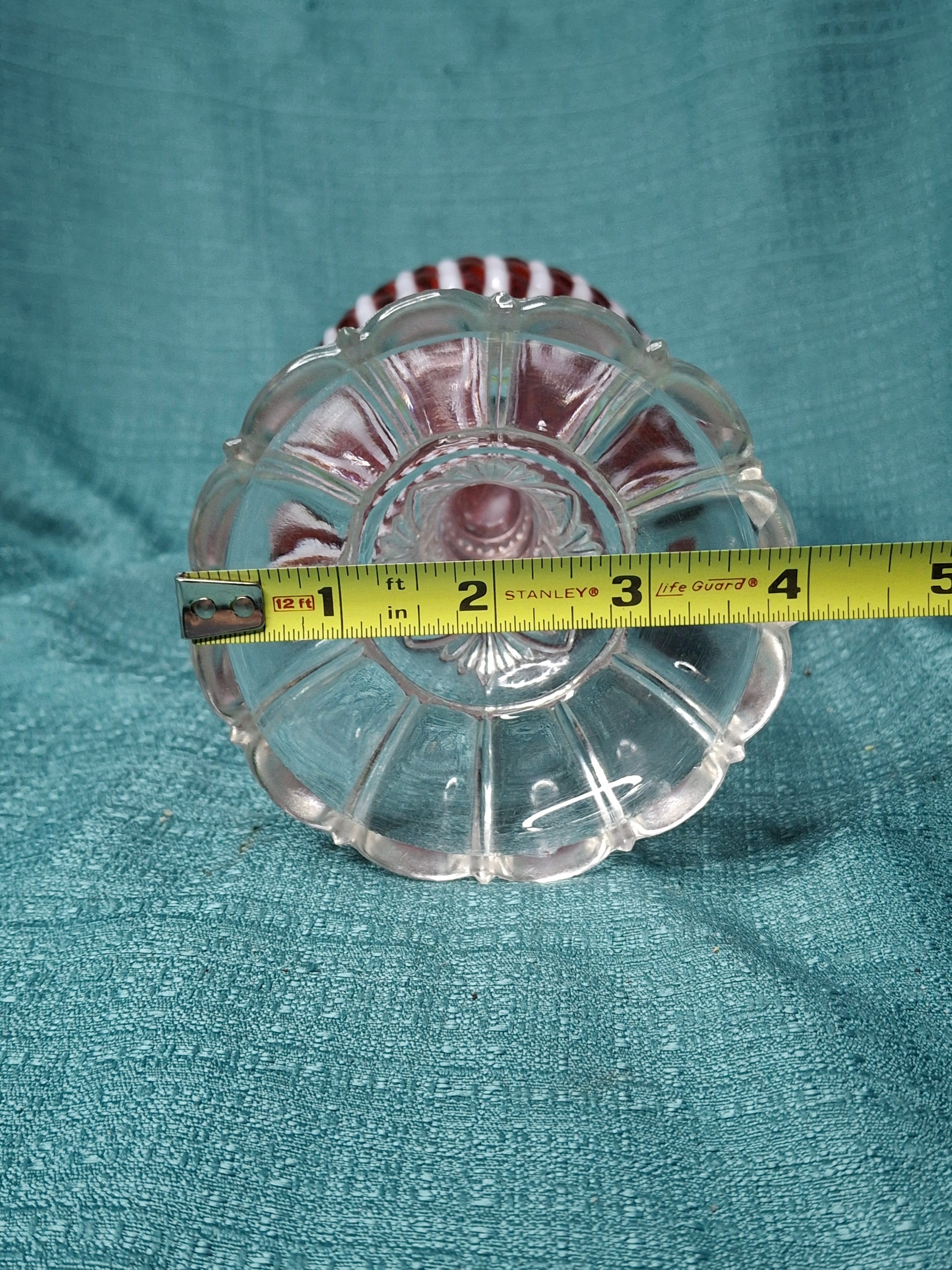 RARE Antique Cranberry Opalescent Sheldon Reverse Swirl Oil Lamp | Princess Feather Uranium Base | 1880s Victorian Glow Glass | P&A Eagle Burner