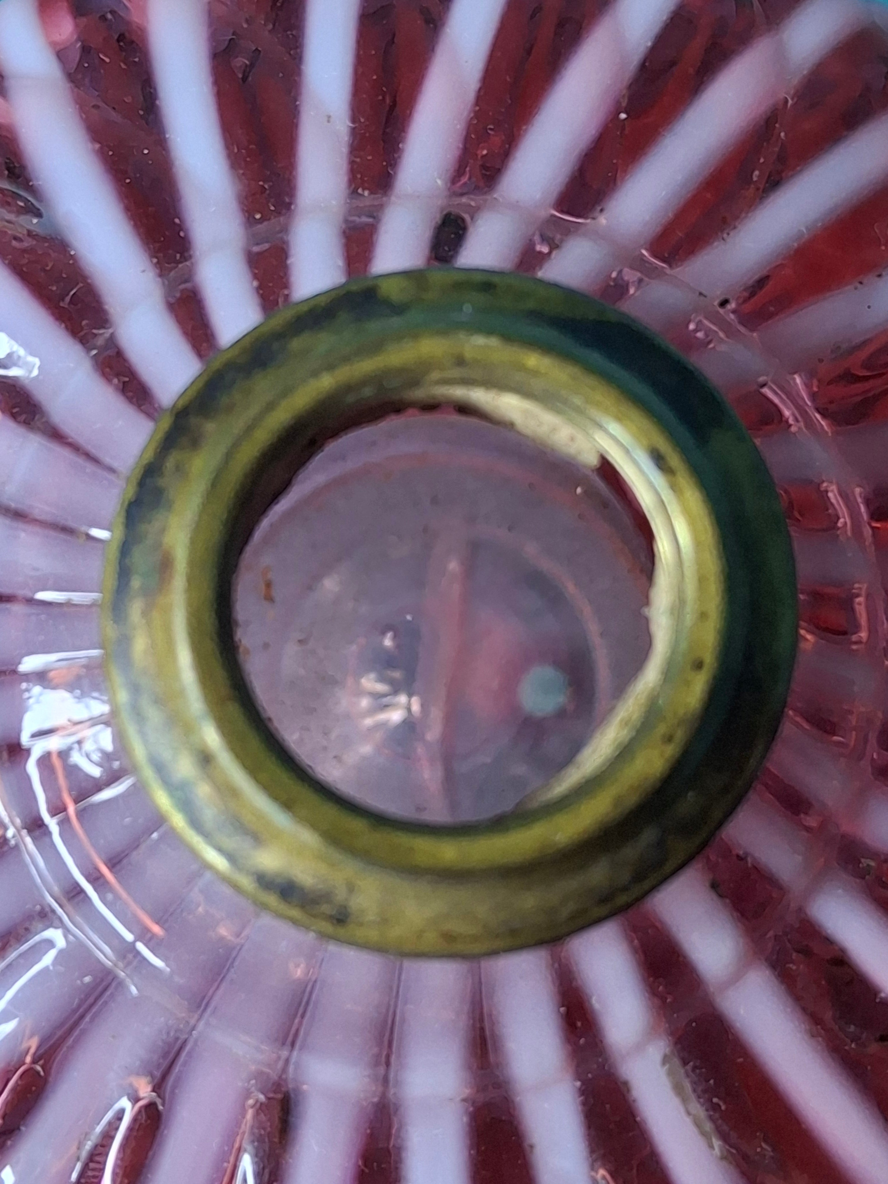 RARE Antique Cranberry Opalescent Sheldon Reverse Swirl Oil Lamp | Princess Feather Uranium Base | 1880s Victorian Glow Glass | P&A Eagle Burner