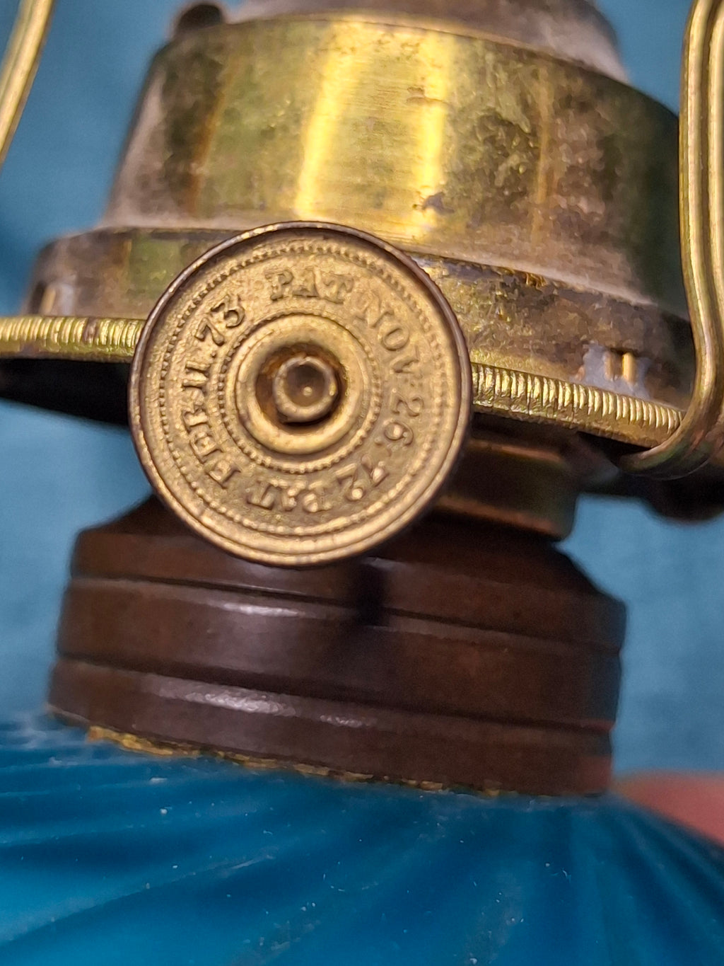 RARE Antique Blue Satin Uranium Glass Kerosene Finger Lamp Hand-Blown UV Glow