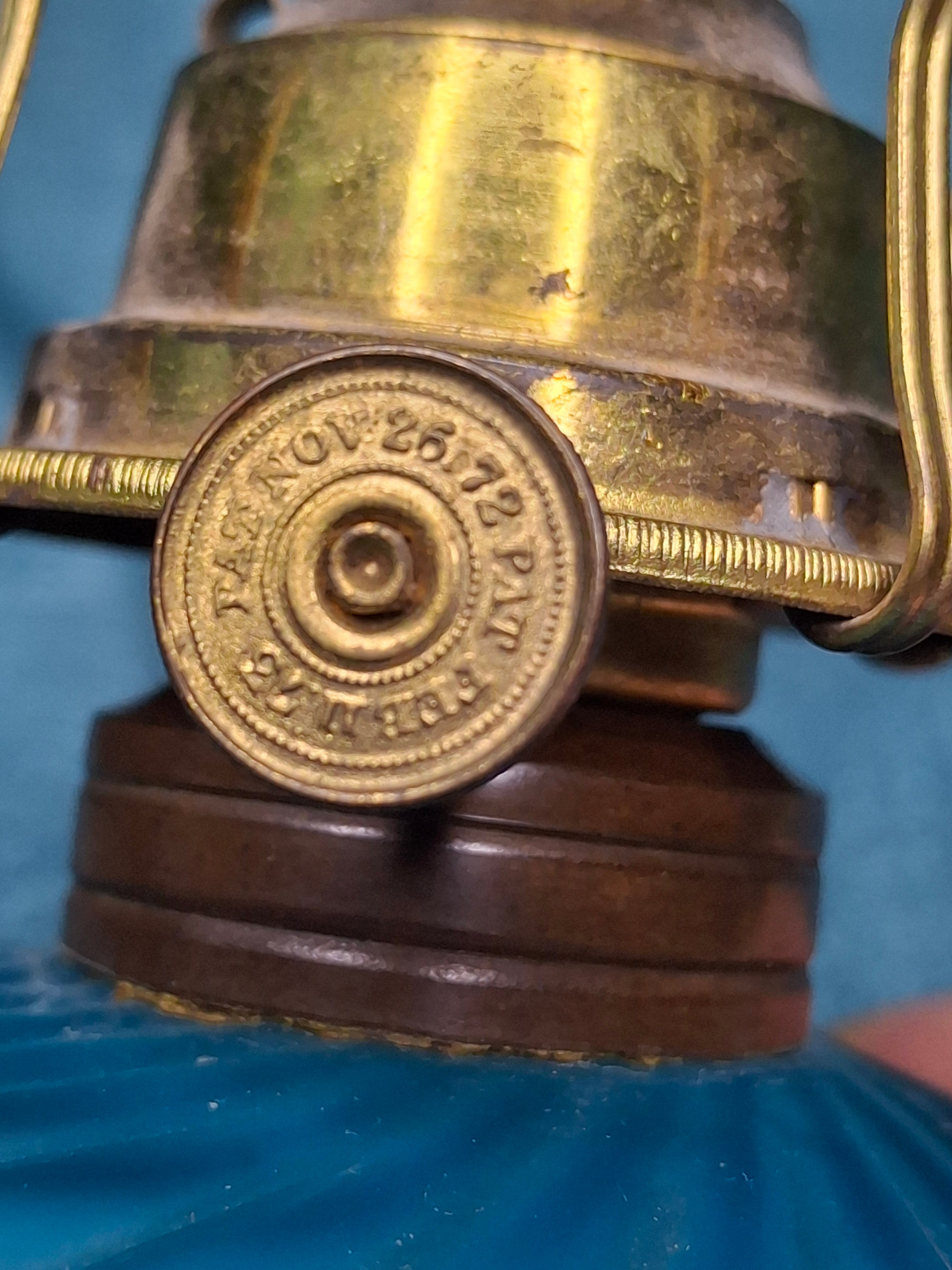 RARE Antique Blue Satin Uranium Glass Kerosene Finger Lamp Hand-Blown UV Glow