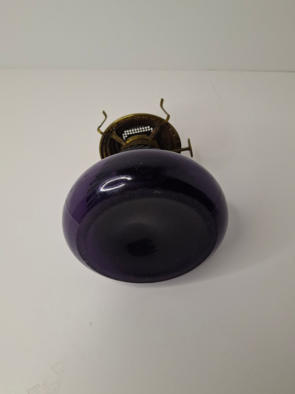 Antique Amethyst Glass Swirl Finger Lamp - P&A Banner Burner - EAPG Kerosene Oil