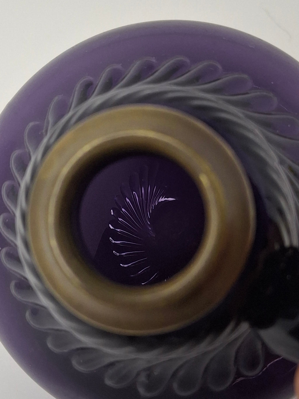 Antique Amethyst Glass Swirl Finger Lamp - P&A Banner Burner - EAPG Kerosene Oil