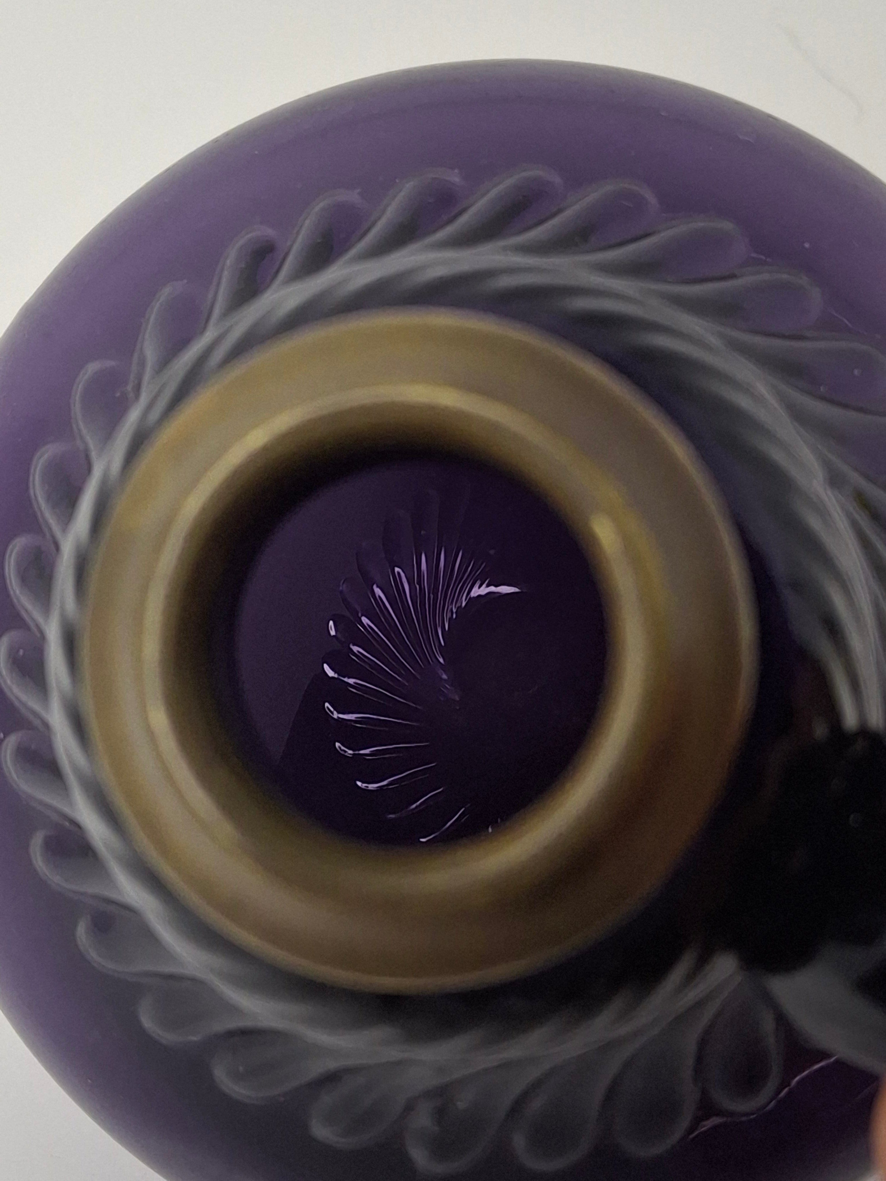 Antique Amethyst Glass Swirl Finger Lamp - P&A Banner Burner - EAPG Kerosene Oil