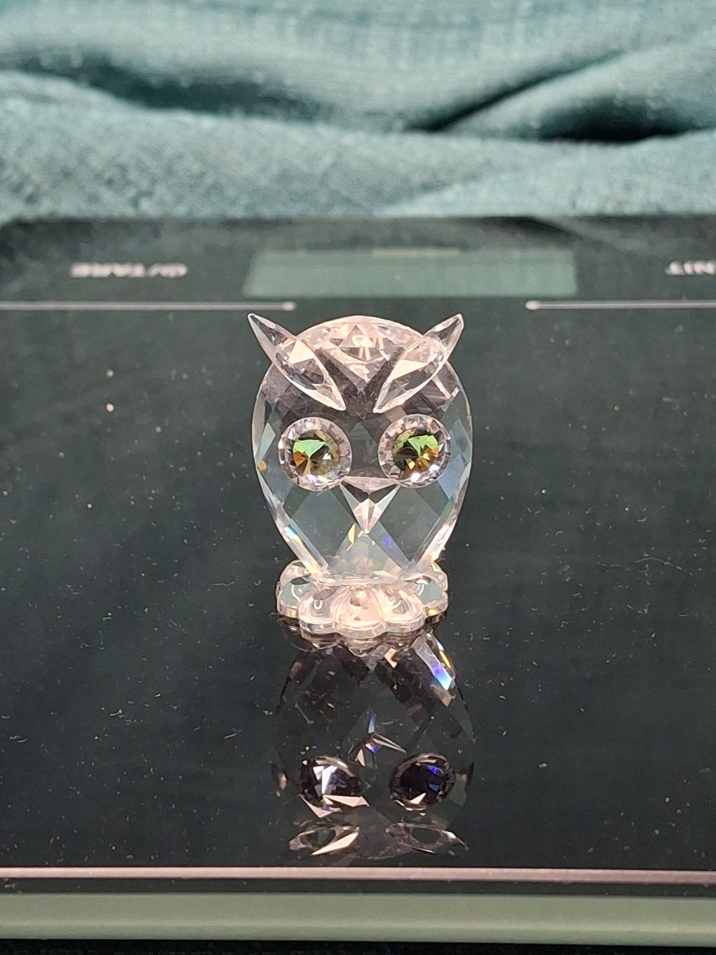 Swarovski Crystal Mini Owl Figurine 010022 - Swan Logo - Iridescent AB Eyes - Retired