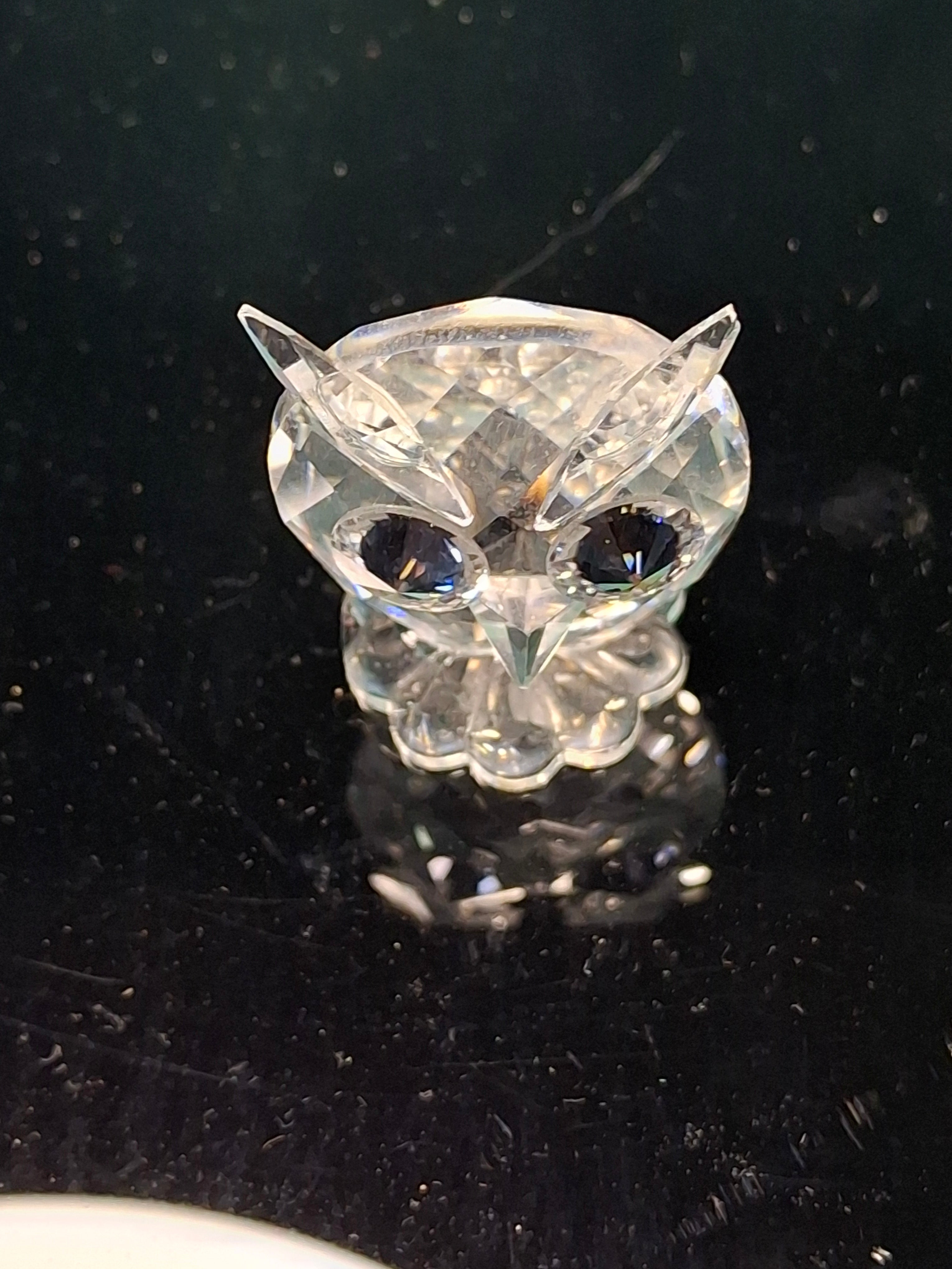 Swarovski Crystal Mini Owl Figurine 010022 - Swan Logo - Iridescent AB Eyes - Retired