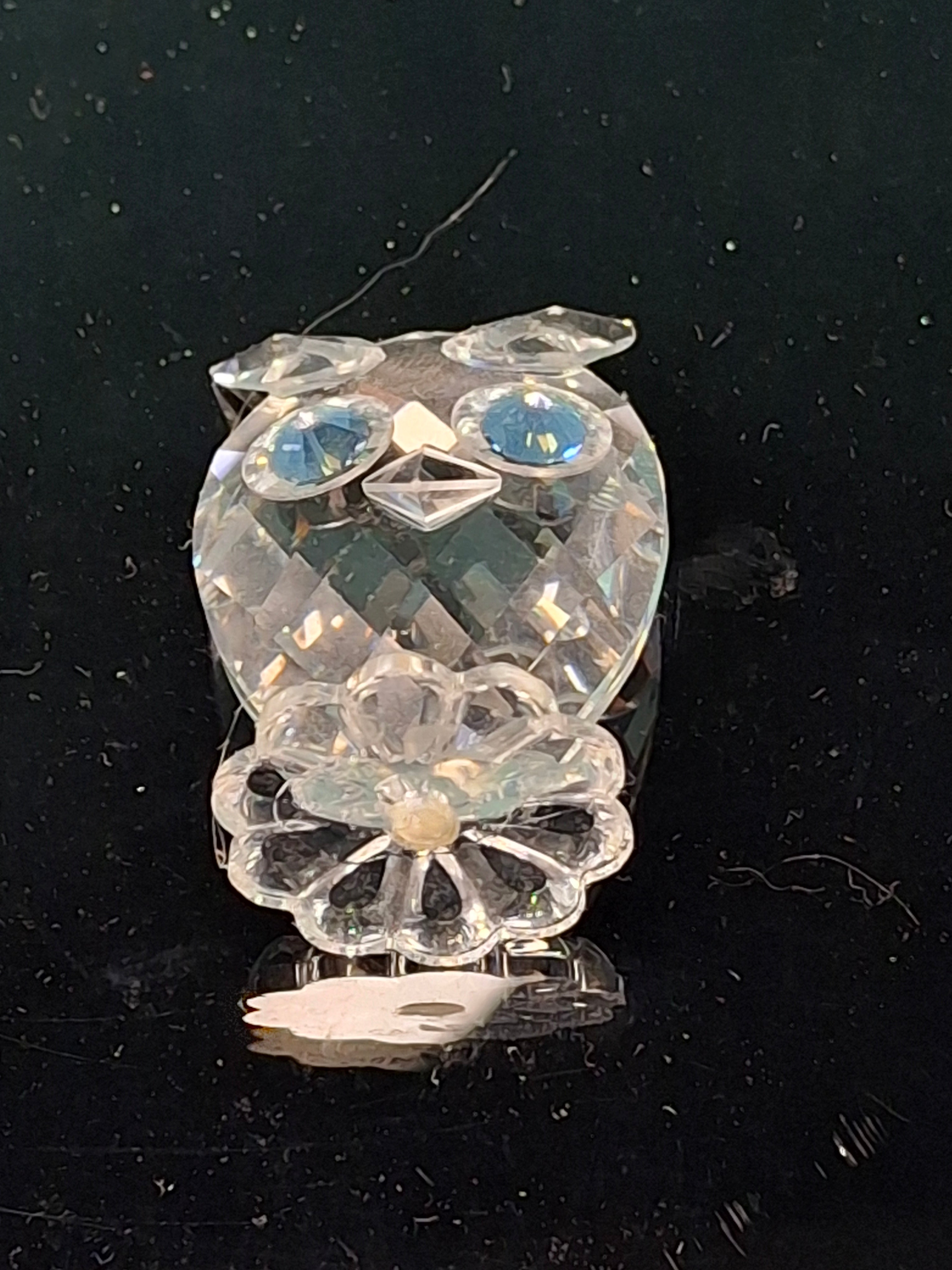 Swarovski Crystal Mini Owl Figurine 010022 - Swan Logo - Iridescent AB Eyes - Retired