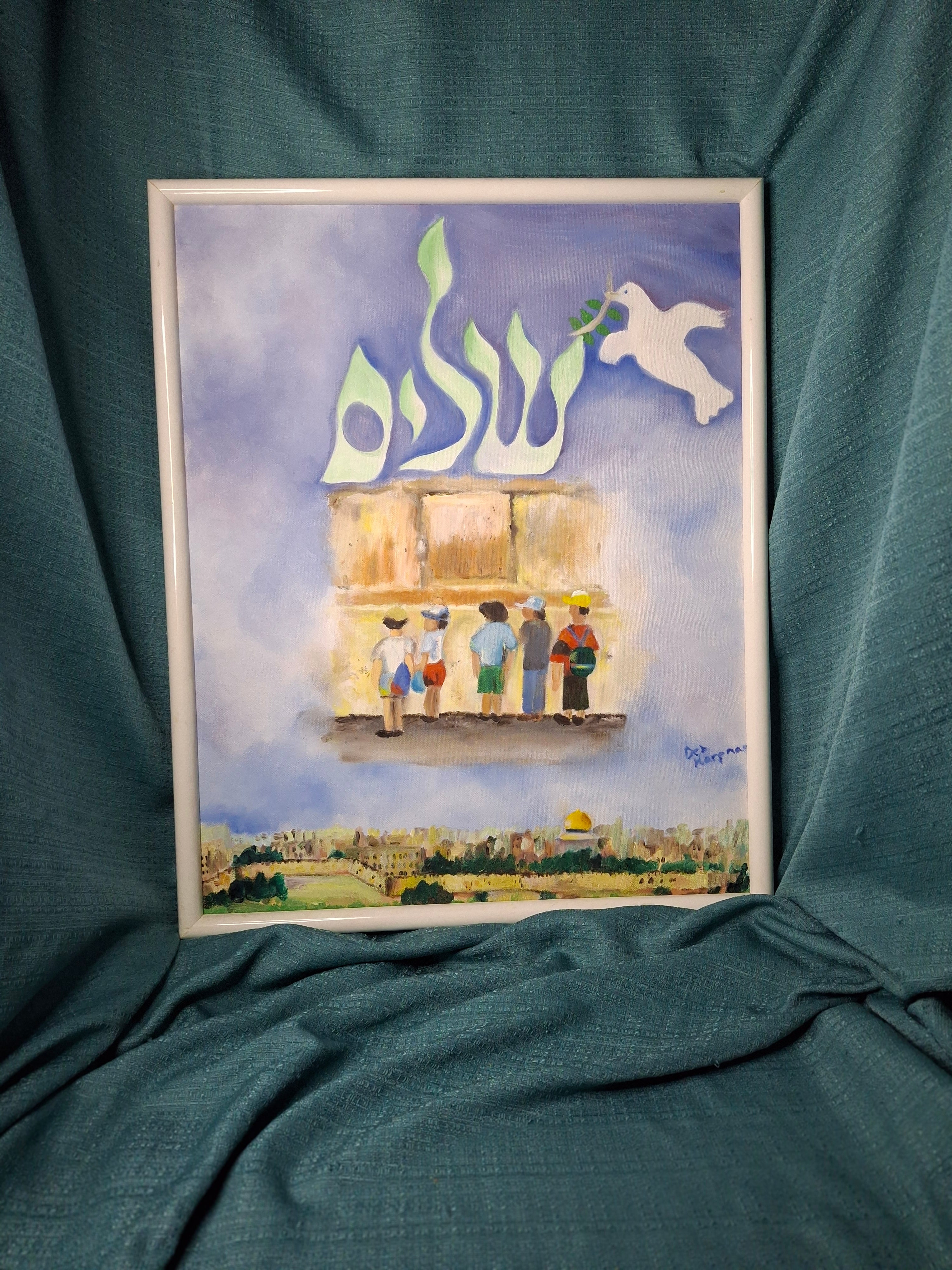 Original 1997 Deb Karpman Judaica Oil Painting - Jerusalem Western Wall - Longmeadow MA Provenance