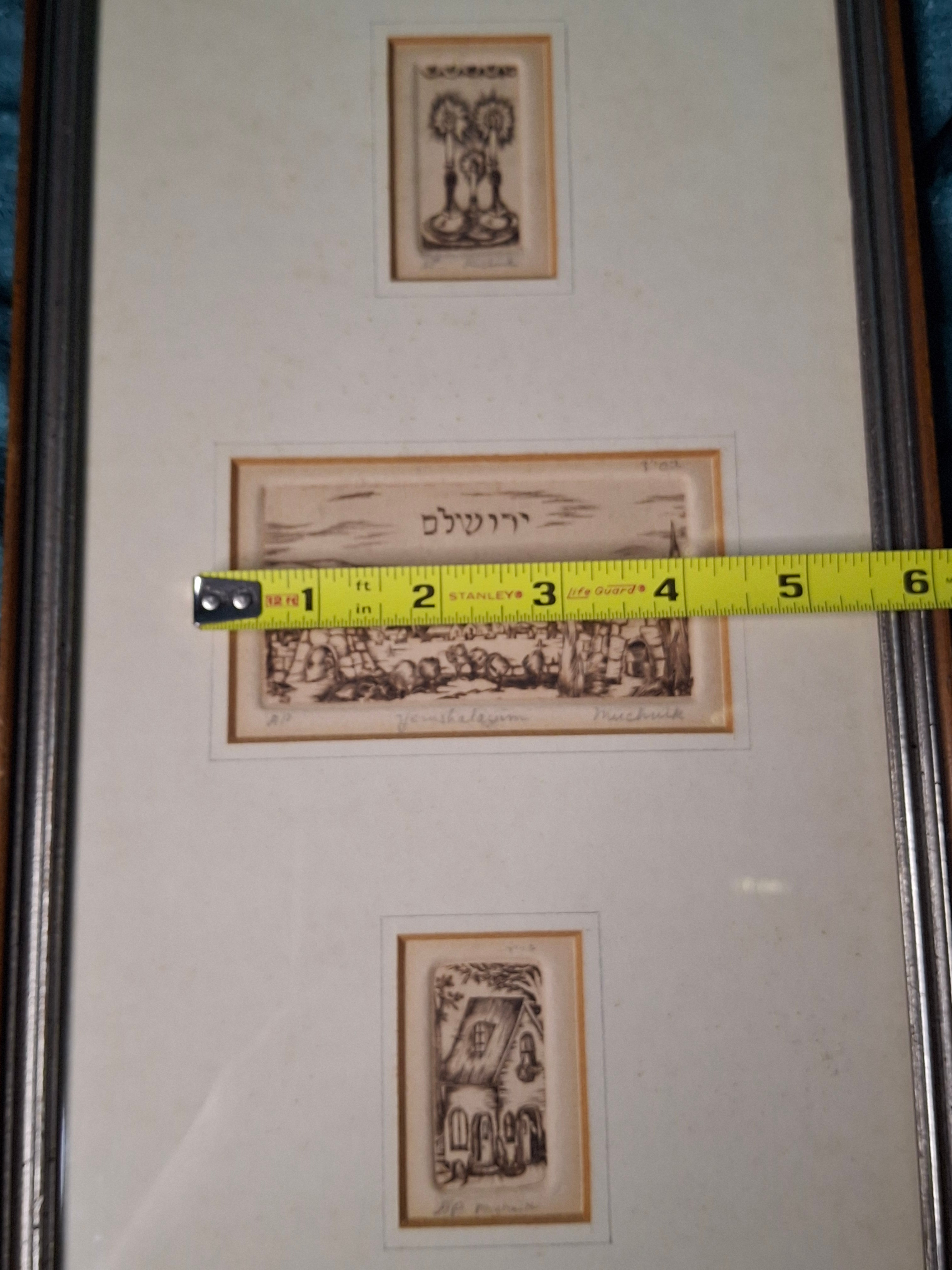 Michoel Muchnik Signed Triptych Lithograph Artist Proof AP Jerusalem Yerushalayim
