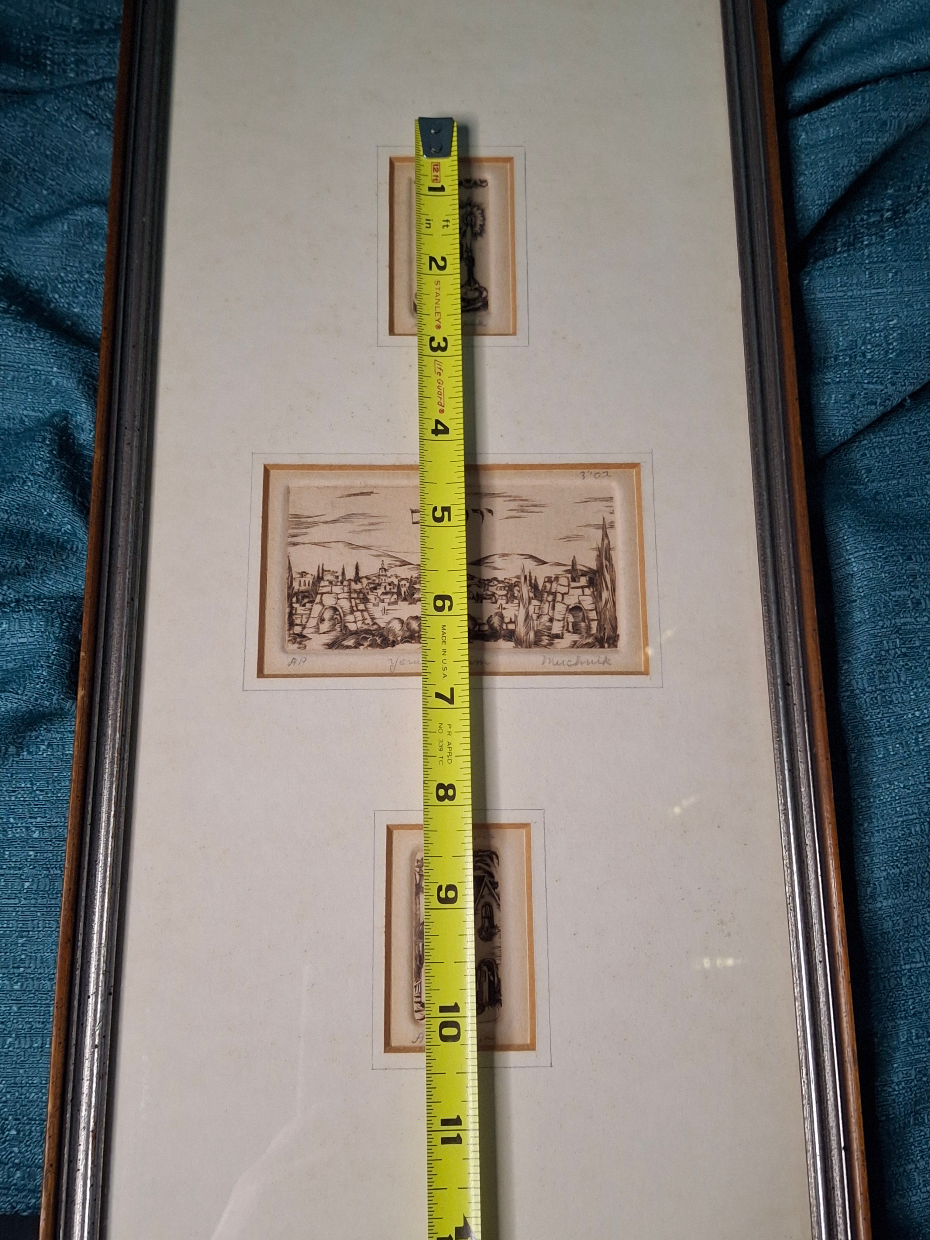 Michoel Muchnik Signed Triptych Lithograph Artist Proof AP Jerusalem Yerushalayim