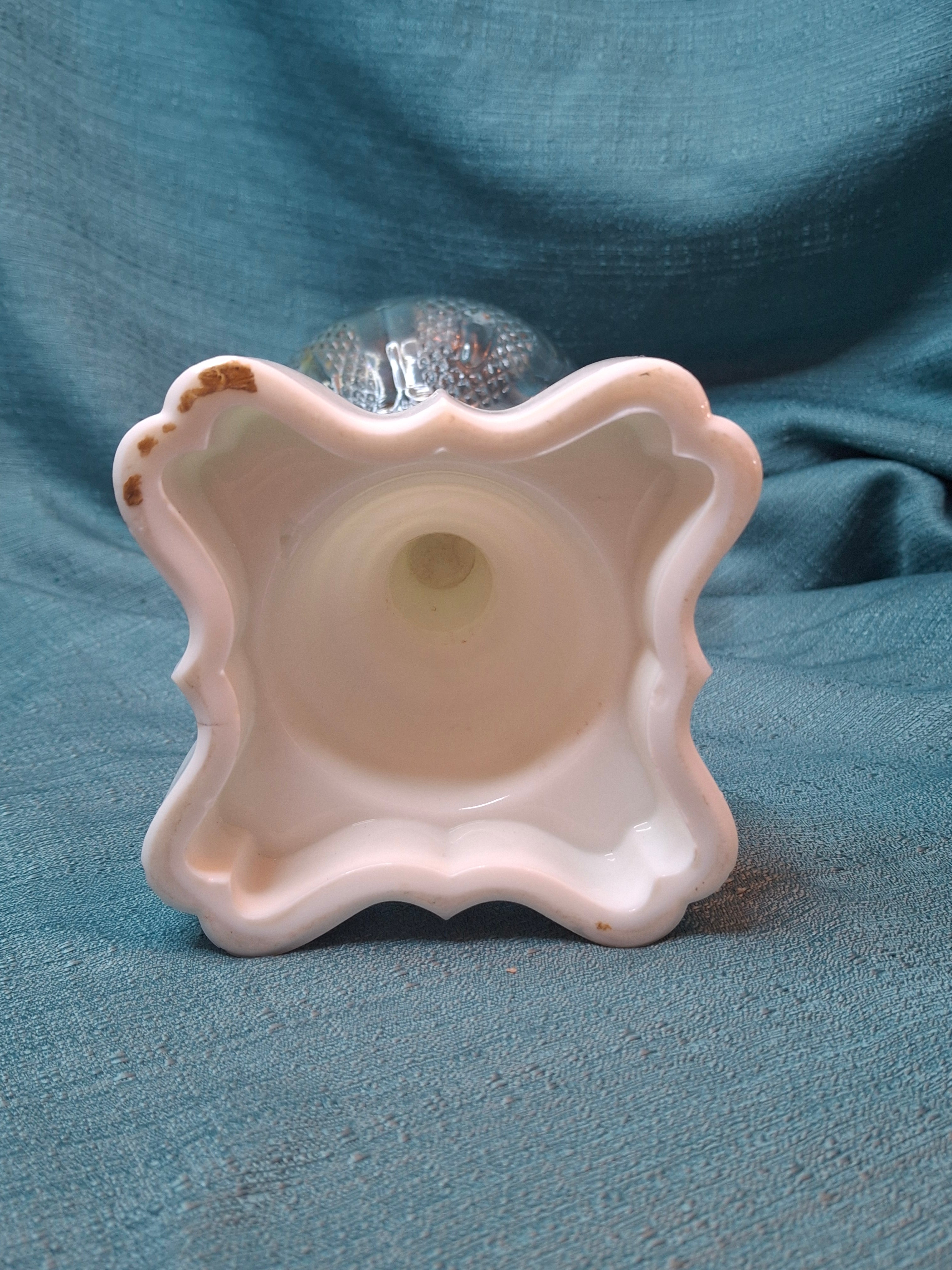 1850s EAPG Milk Glass Whale Oil Lamp - Diamond Point & Flute - Patrick Slane