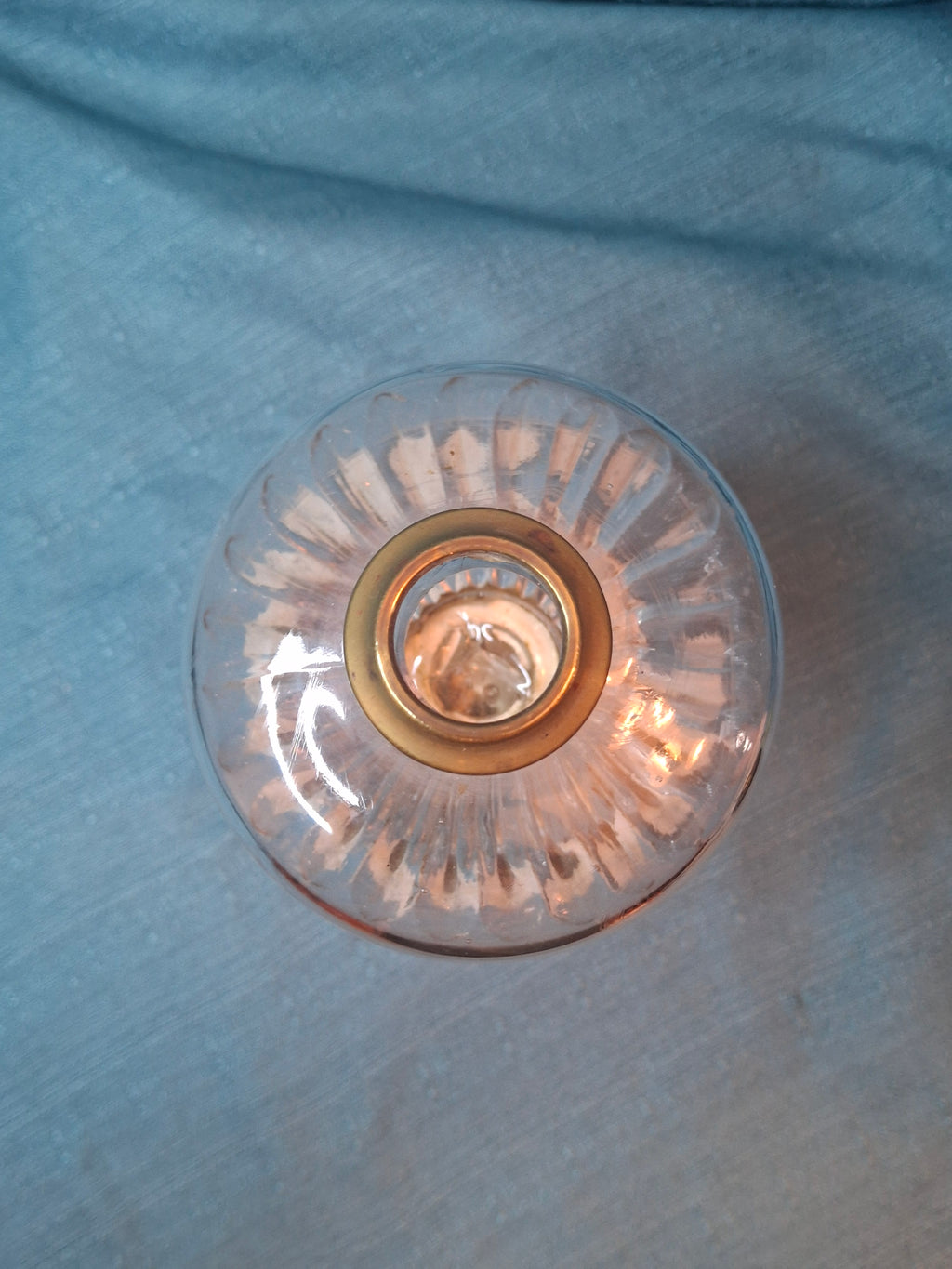 Antique 19thC Whale Oil Lamp Glass Petal Font Marble Base Early American 7.5"
