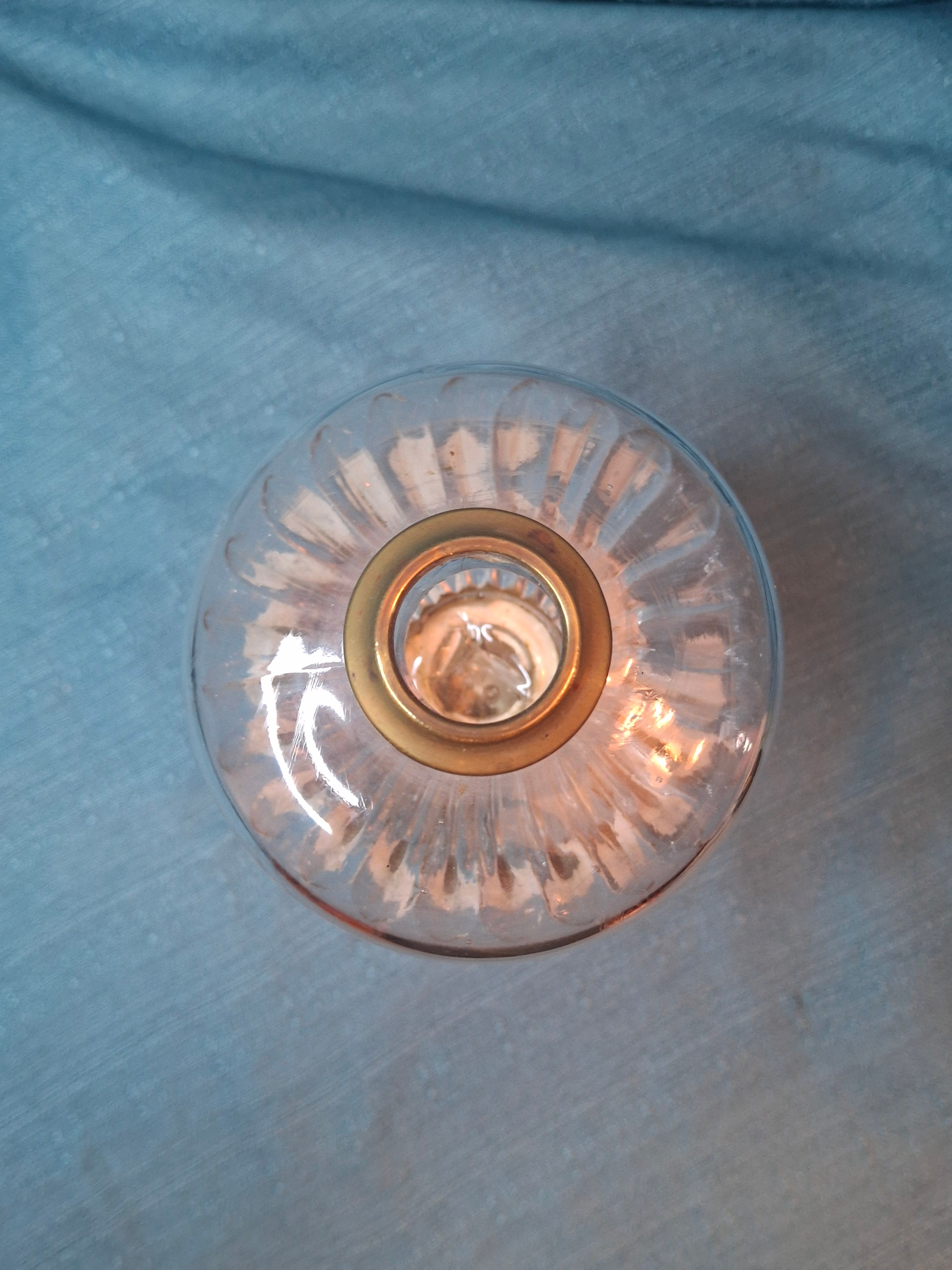 Antique 19thC Whale Oil Lamp Glass Petal Font Marble Base Early American 7.5"