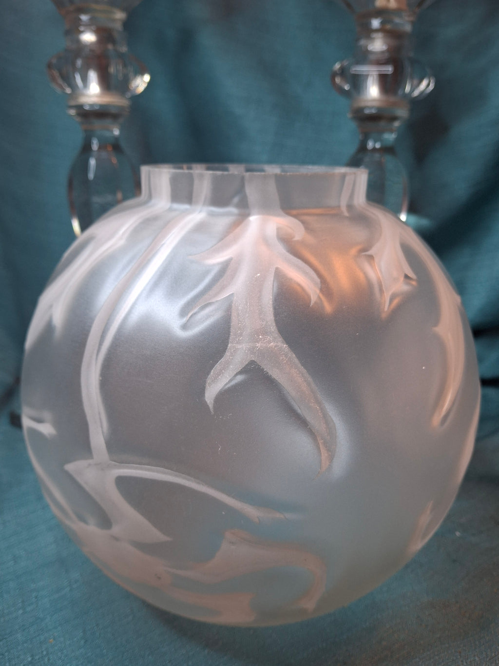 Antique Complete Pair Fostoria No. 17 Glass Kerosene Banquet Lamps Duplex Burner